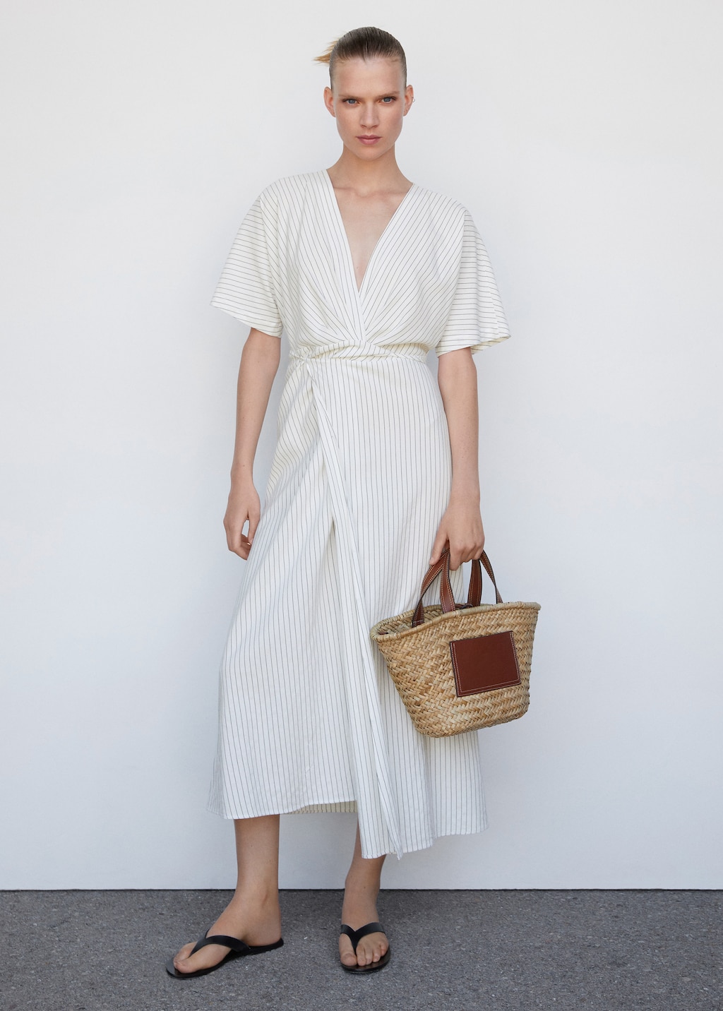 Mango striped fashion linen dress