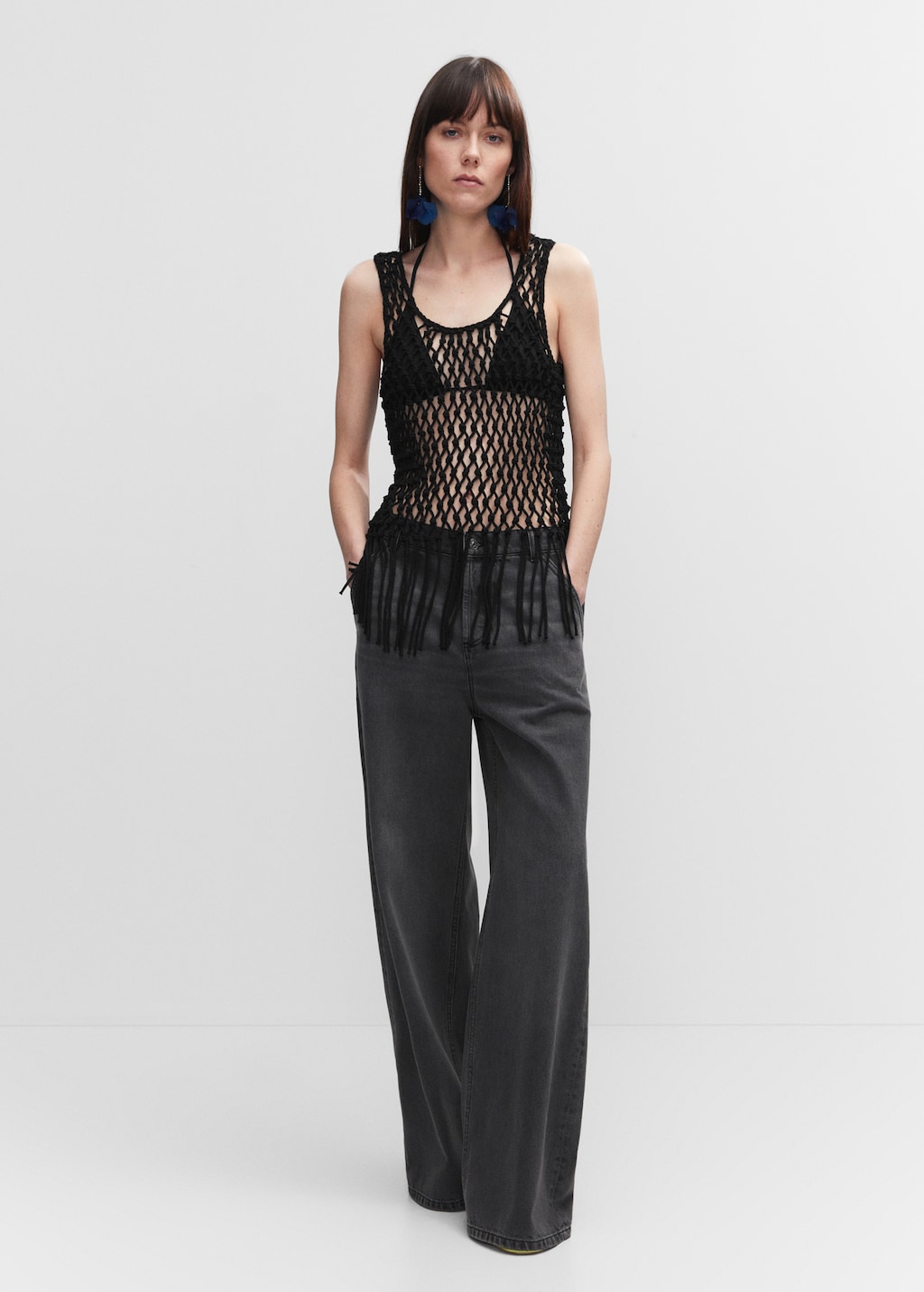 Mesh-Top mit Fransen-Details - Allgemeine Ansicht