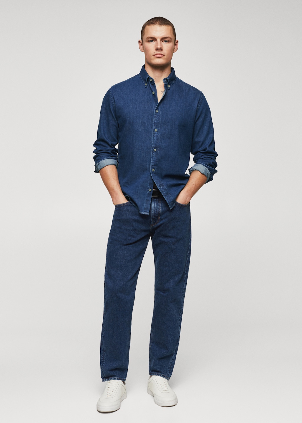 Denim overhemd heren slim fit sale