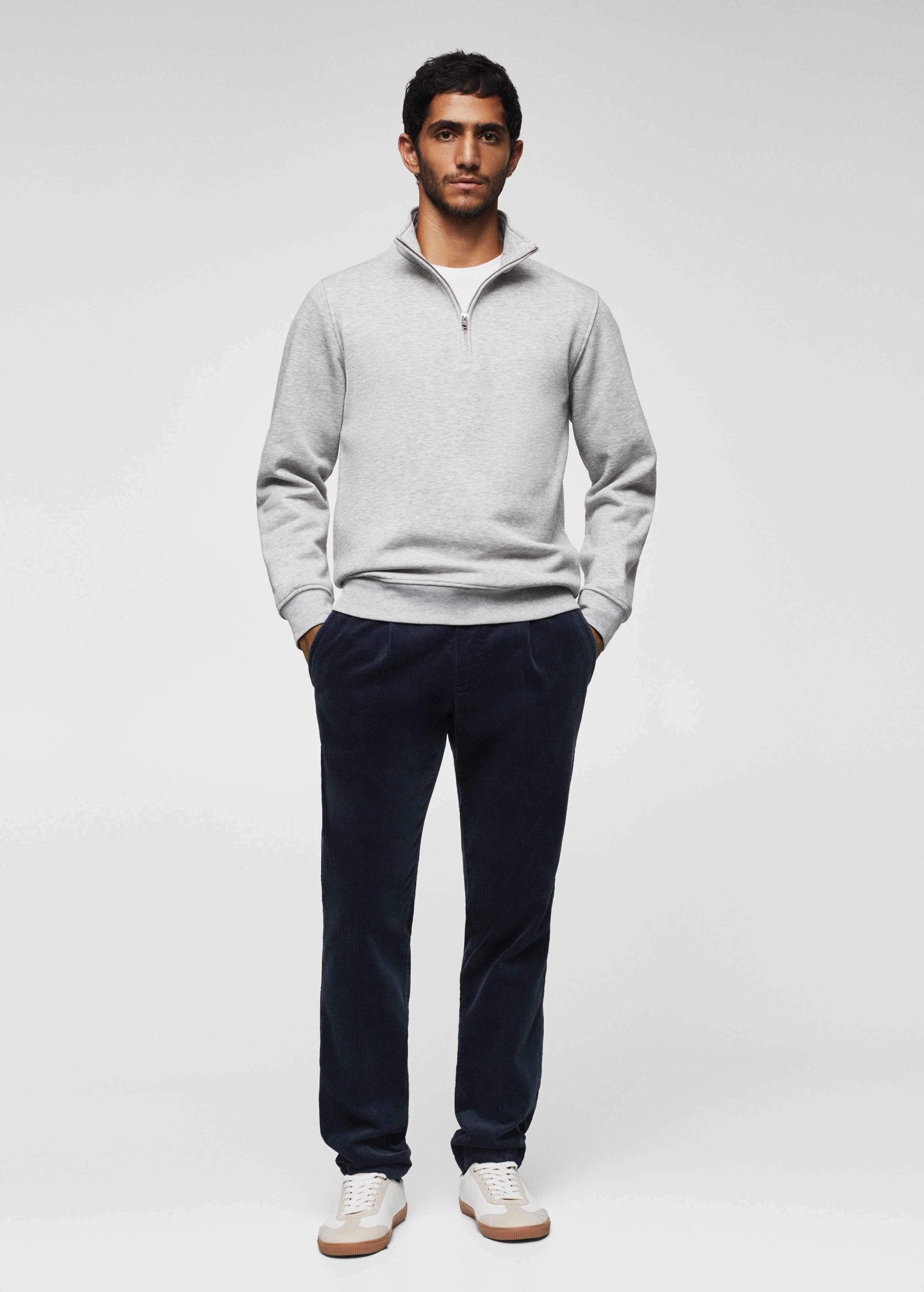 Cotton sweatshirt with zip neck - General plane