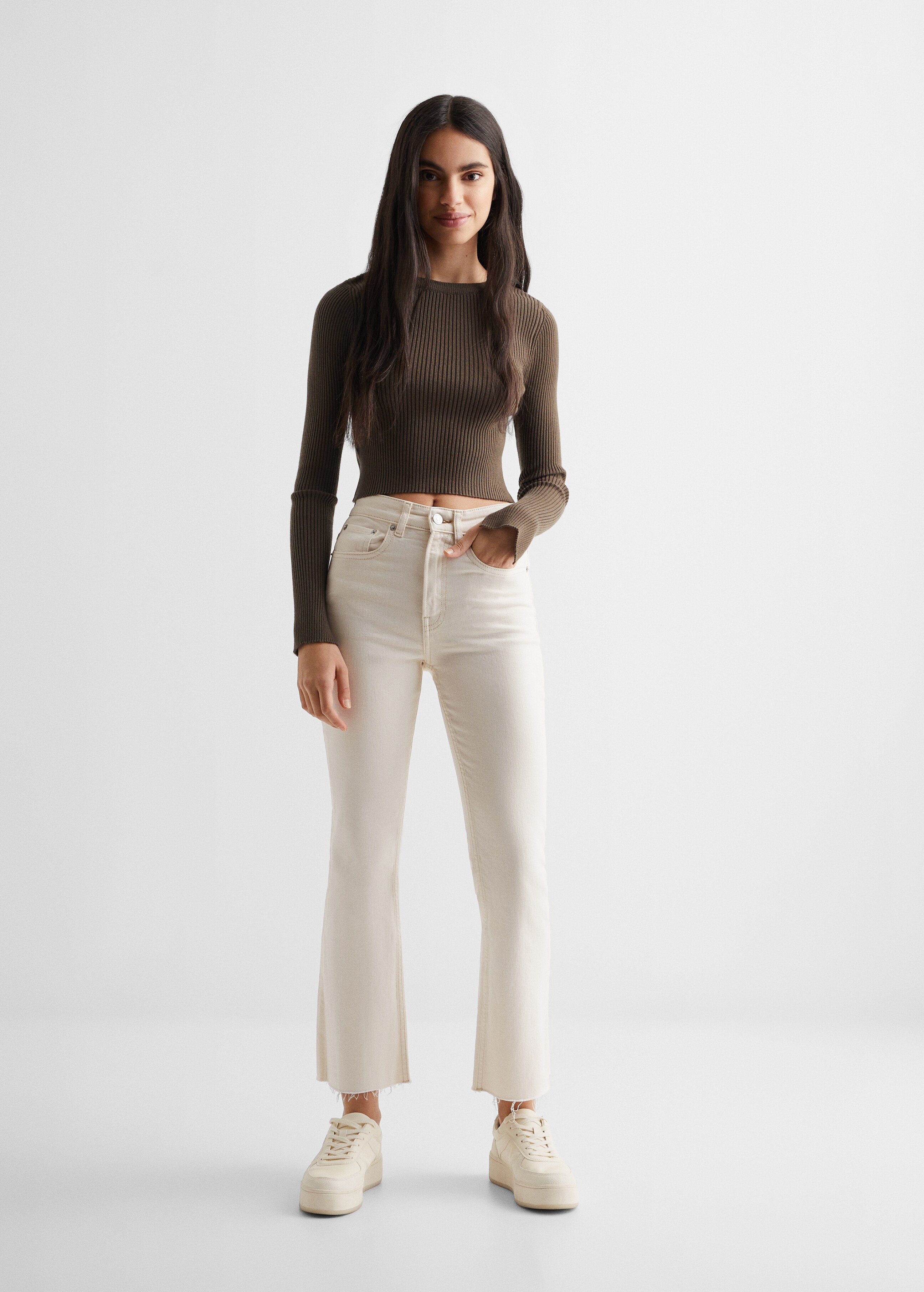Cropped ribbed sweater - General plane