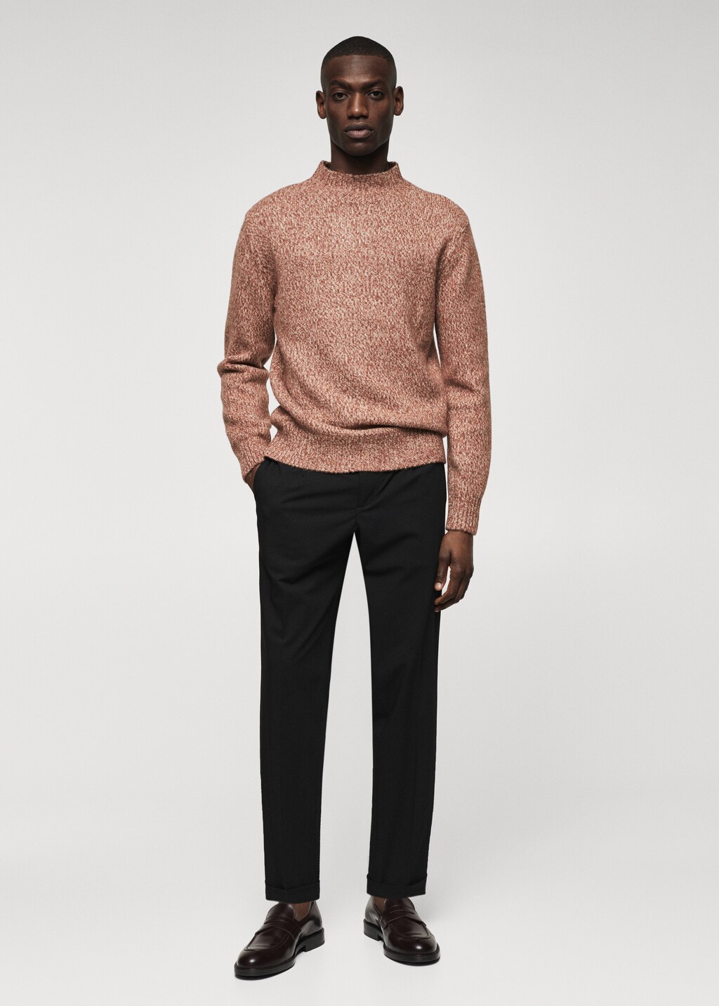 Flecked high collar sweater - General plane