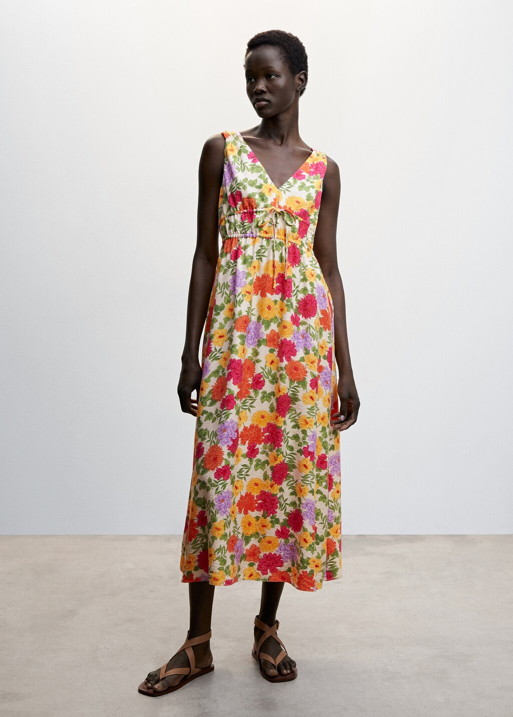 Midi printed dress - Woman | MANGO OUTLET USA