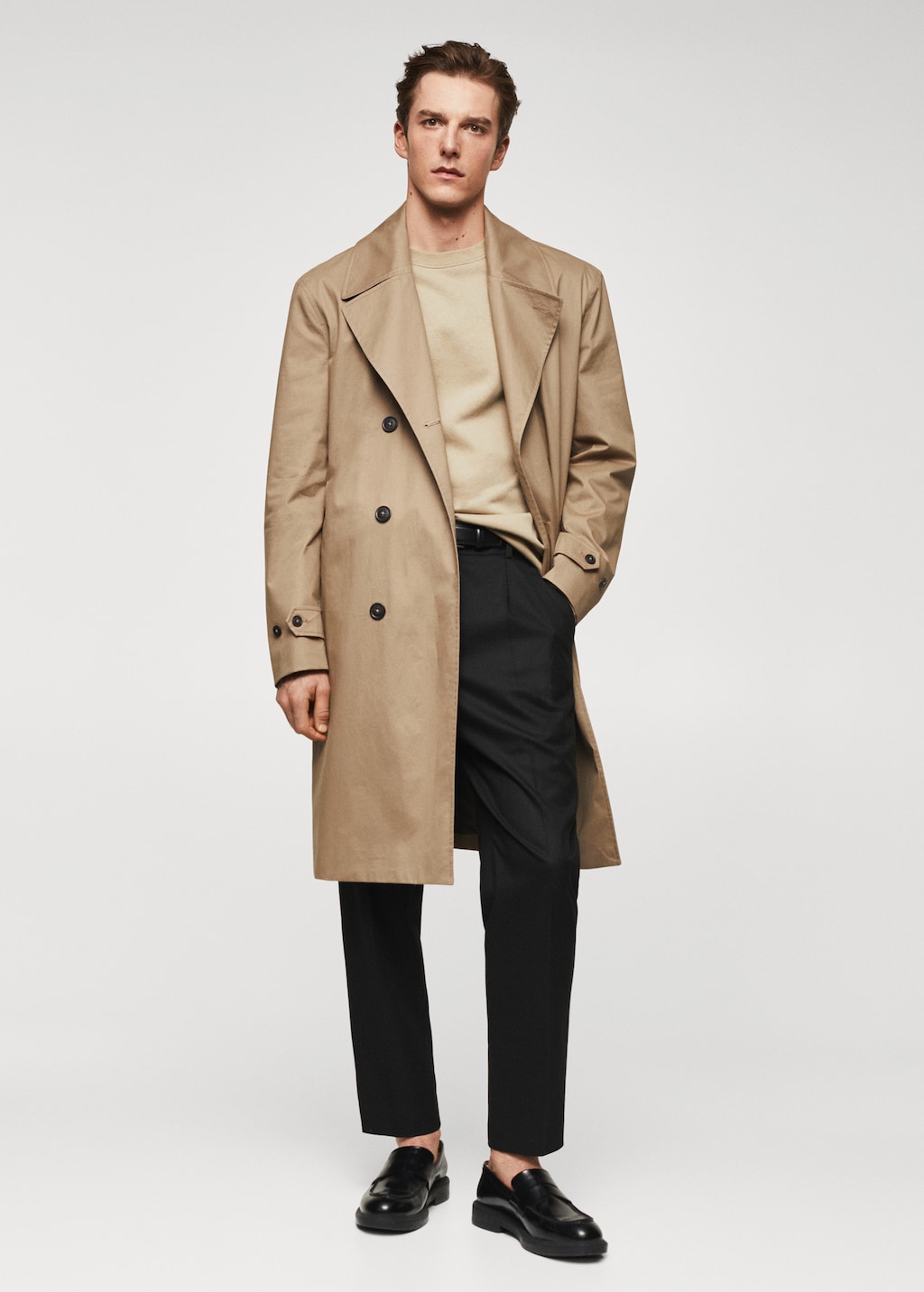 Classic tan trench fashion coat