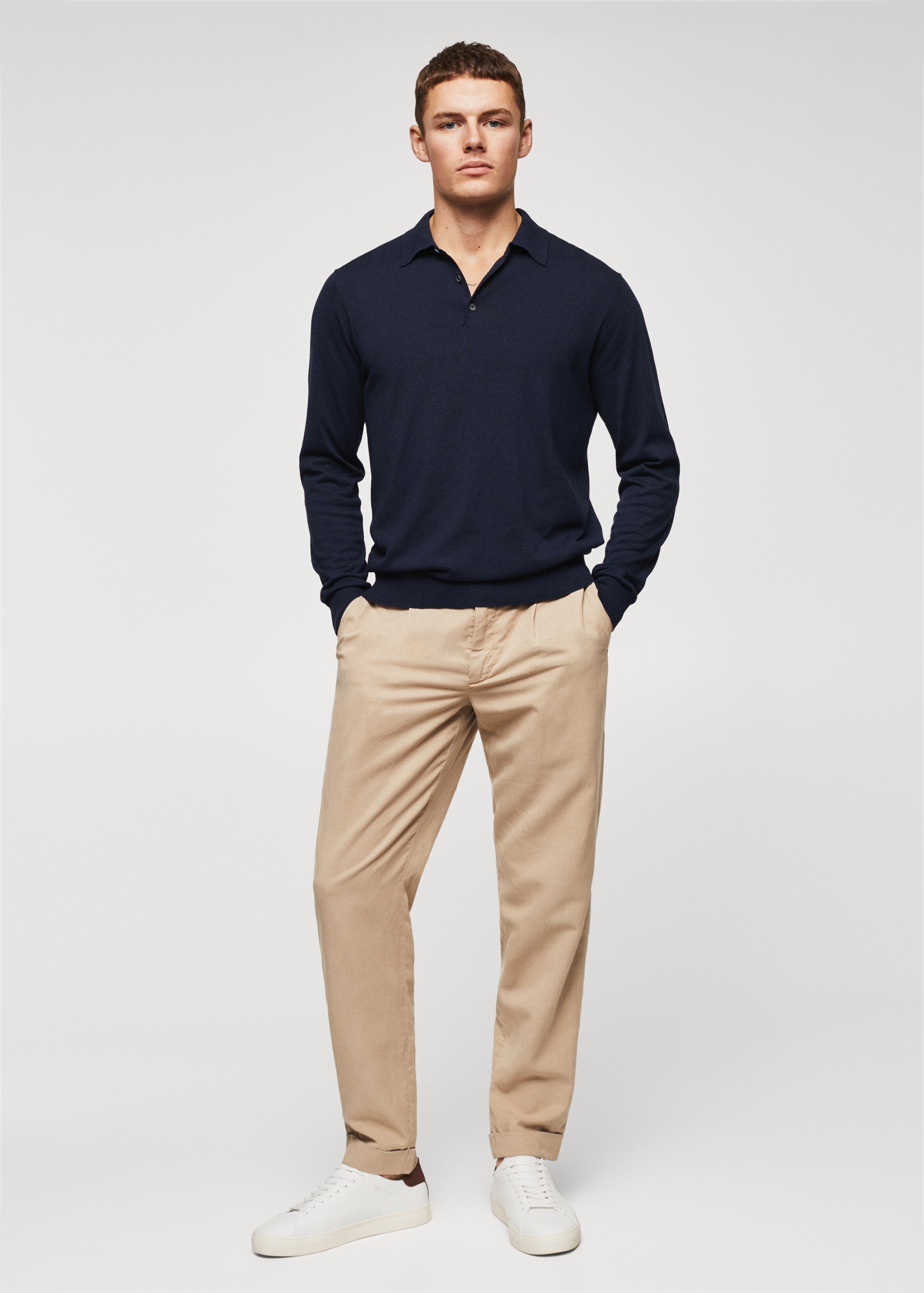 Silk modal knit polo - General plane