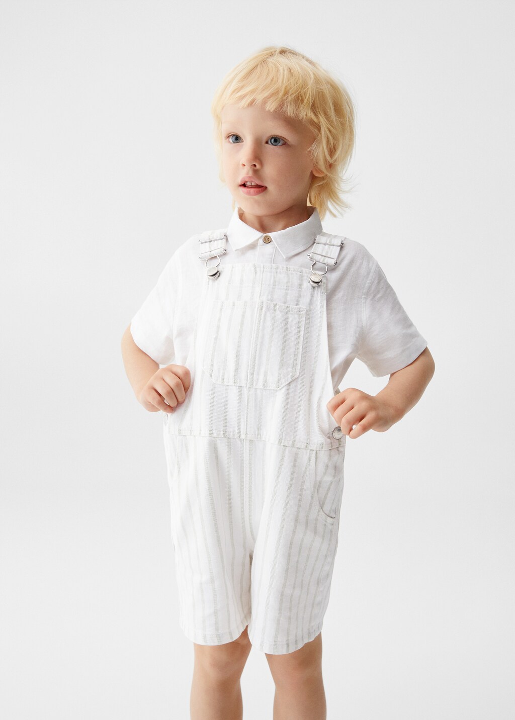 Striped cotton dungarees - General plane