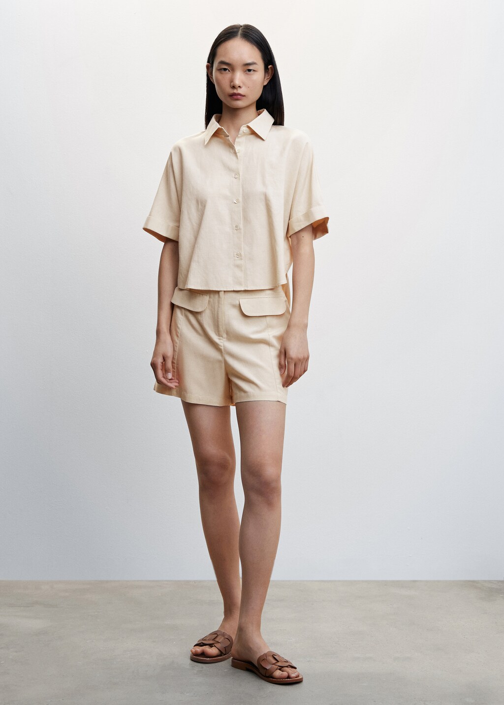 Linen-blend short-sleeve shirt - General plane