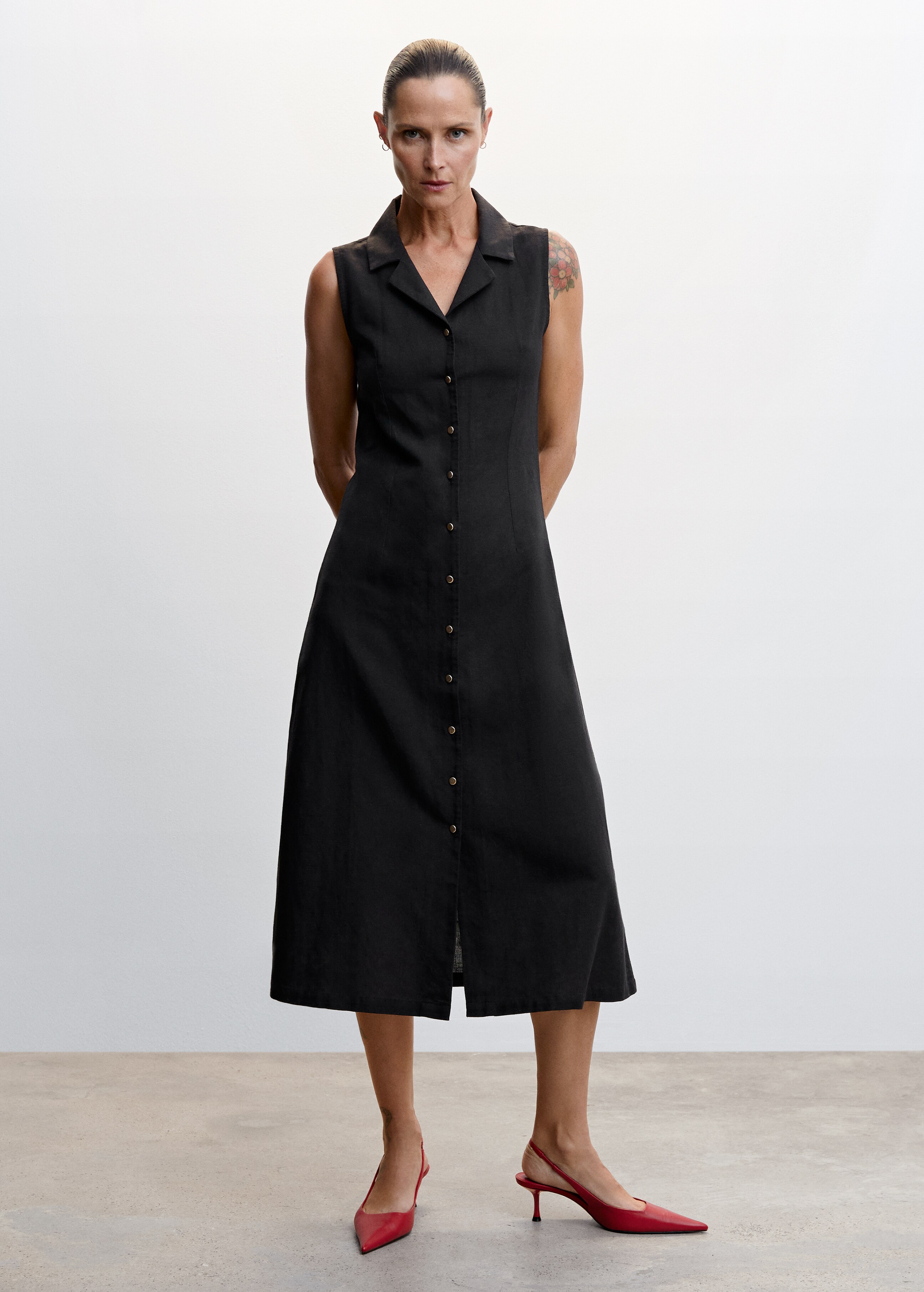 Cotton shirt dress - General plane