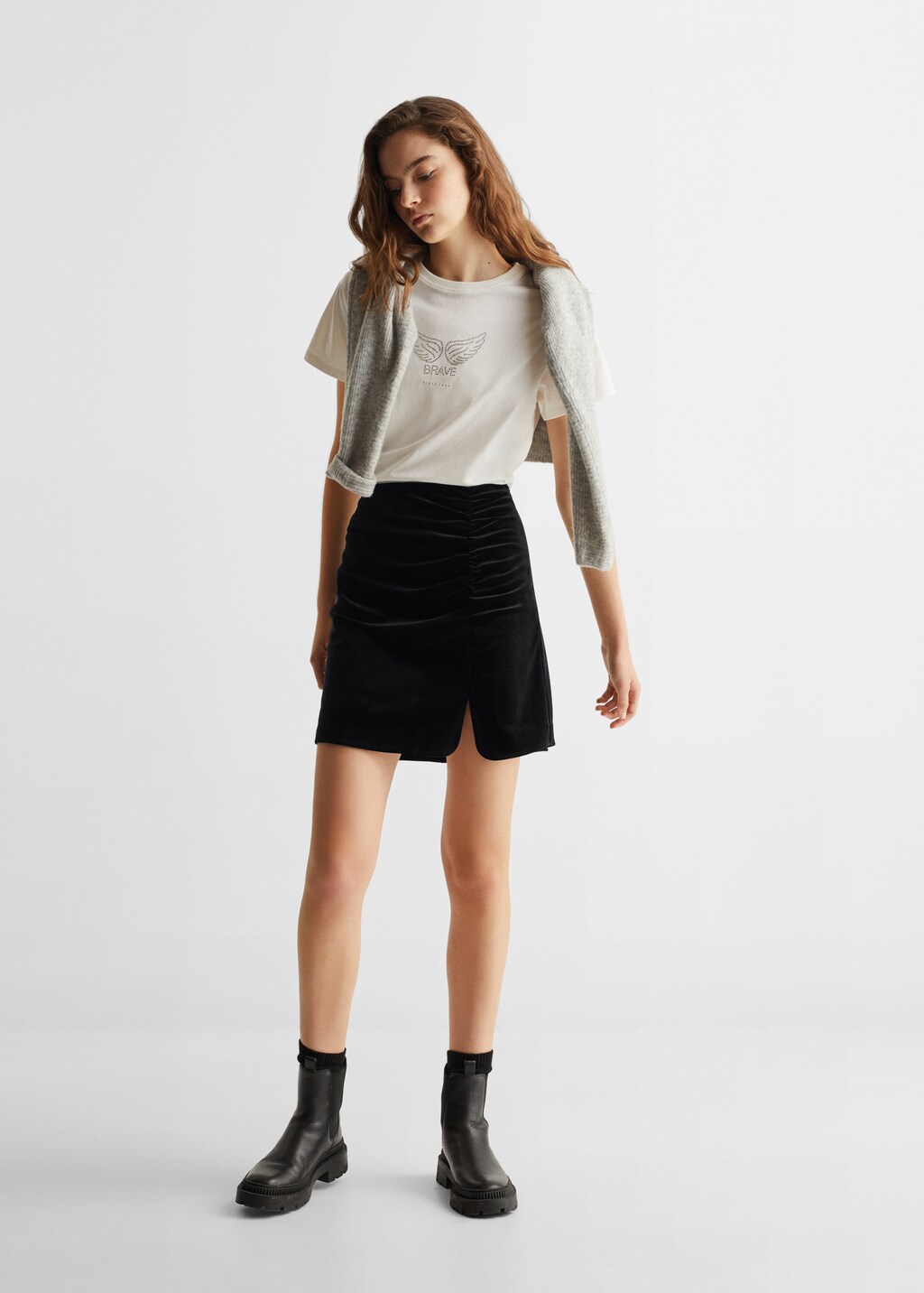 Velvet mini-skirt - General plane