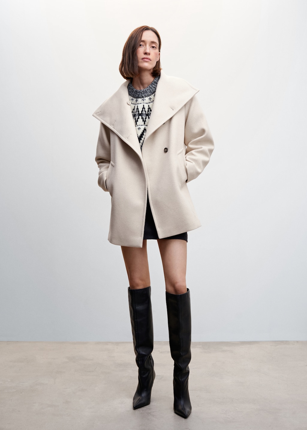 Wide lapel coat - Women | MANGO OUTLET USA