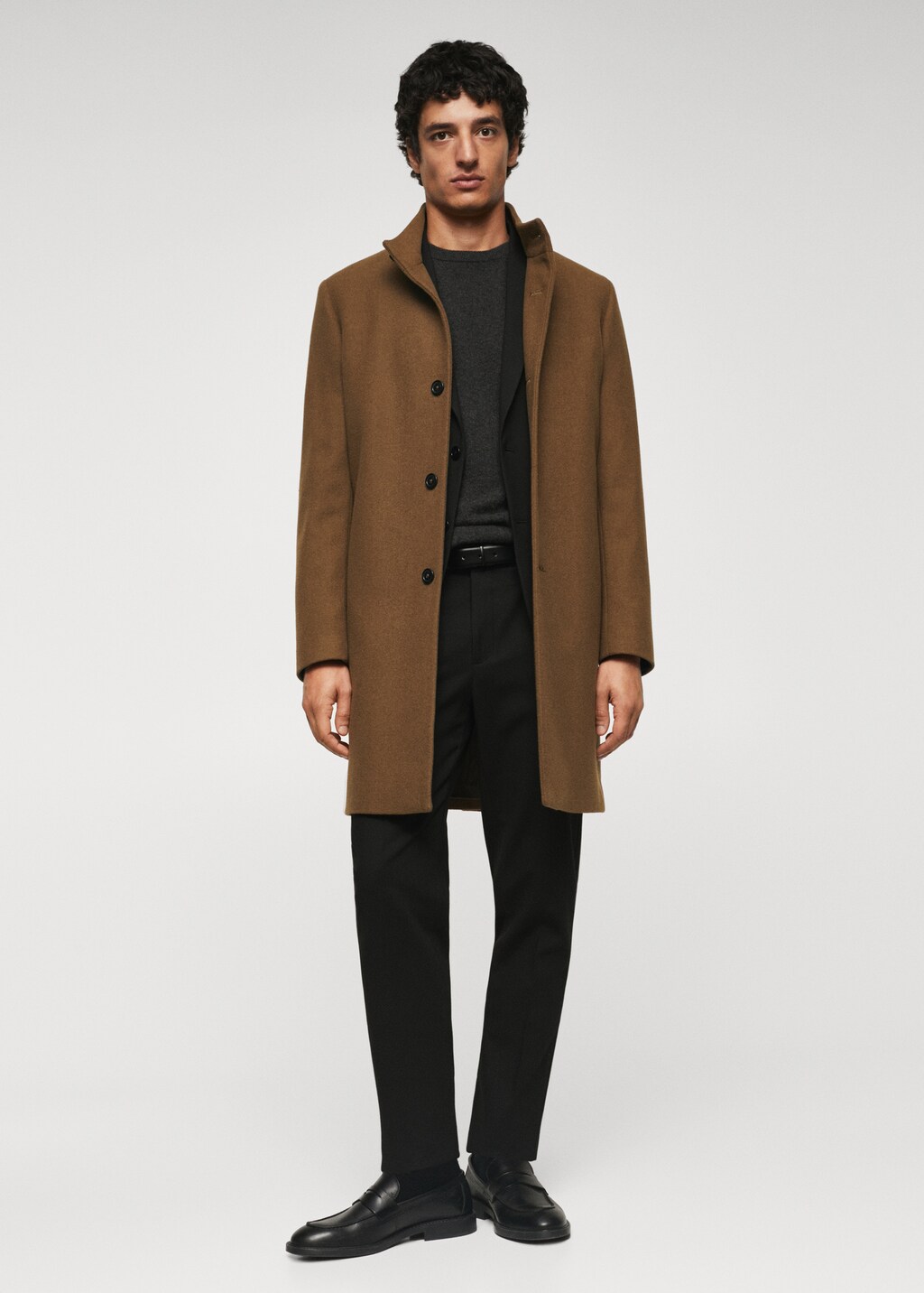 Wool funnel neck coat - General plane