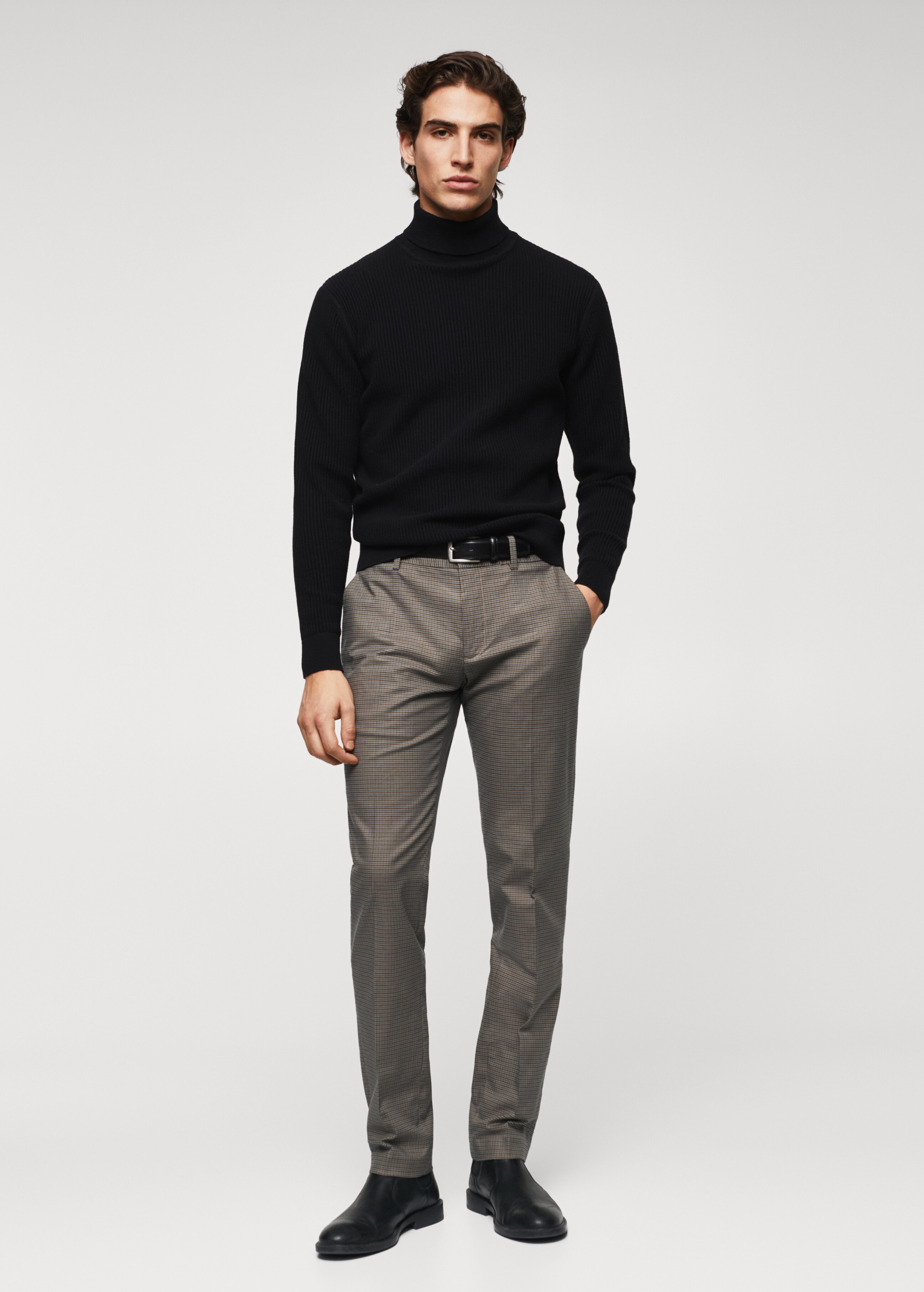 Slim fit houndstooth  trousers - General plane