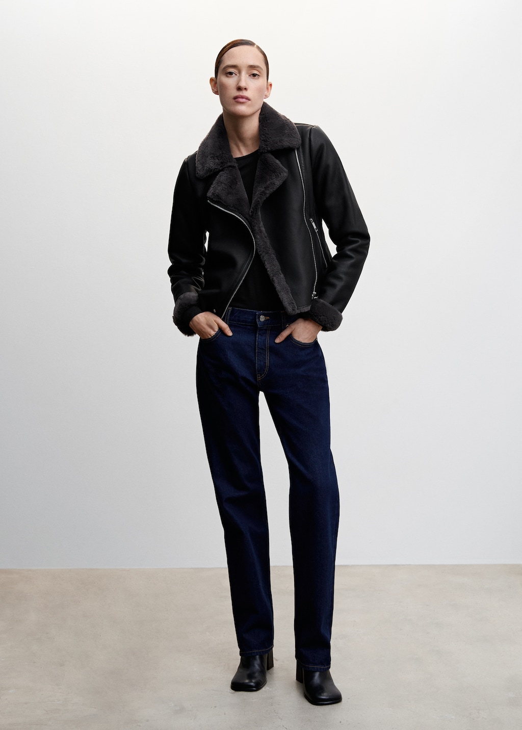 Faux shearling-lined jacket - General plane