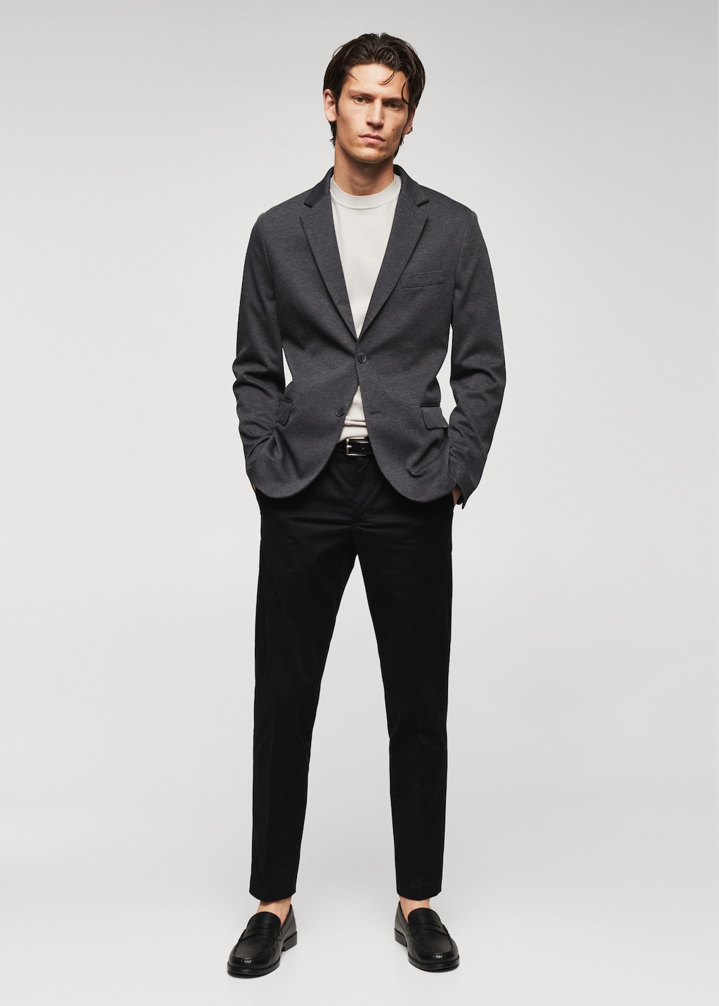 Slim fit blazer met microstructuur - Overzichtstekening