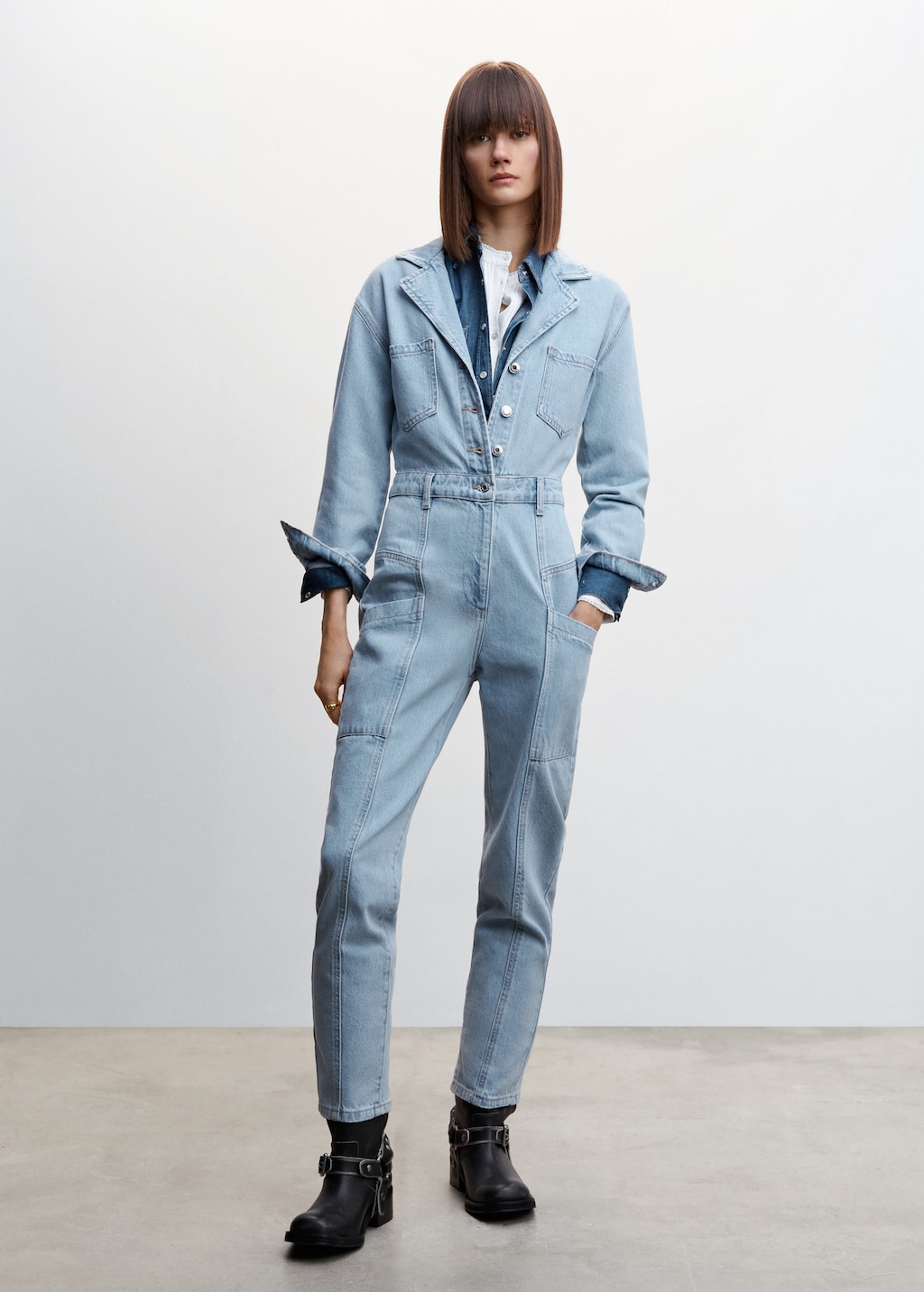 Jumpsuit aus Baumwoll-Denim - Allgemeine Ansicht