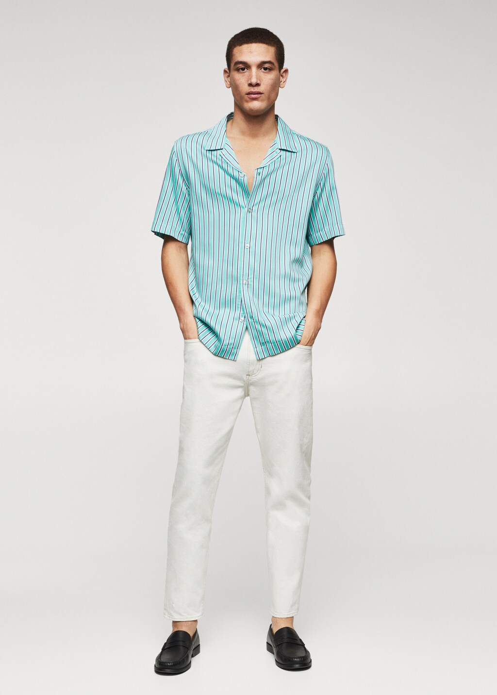 Regular-fit striped bowling shirt - General plane