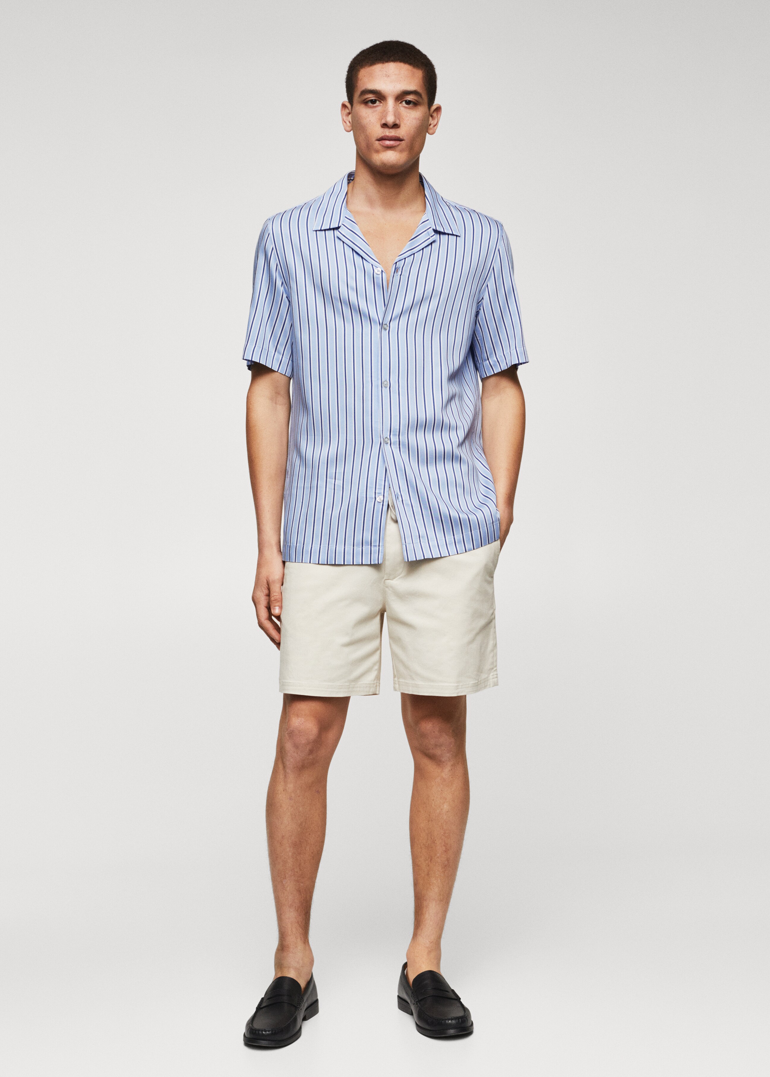 Regular-fit striped bowling shirt - General plane