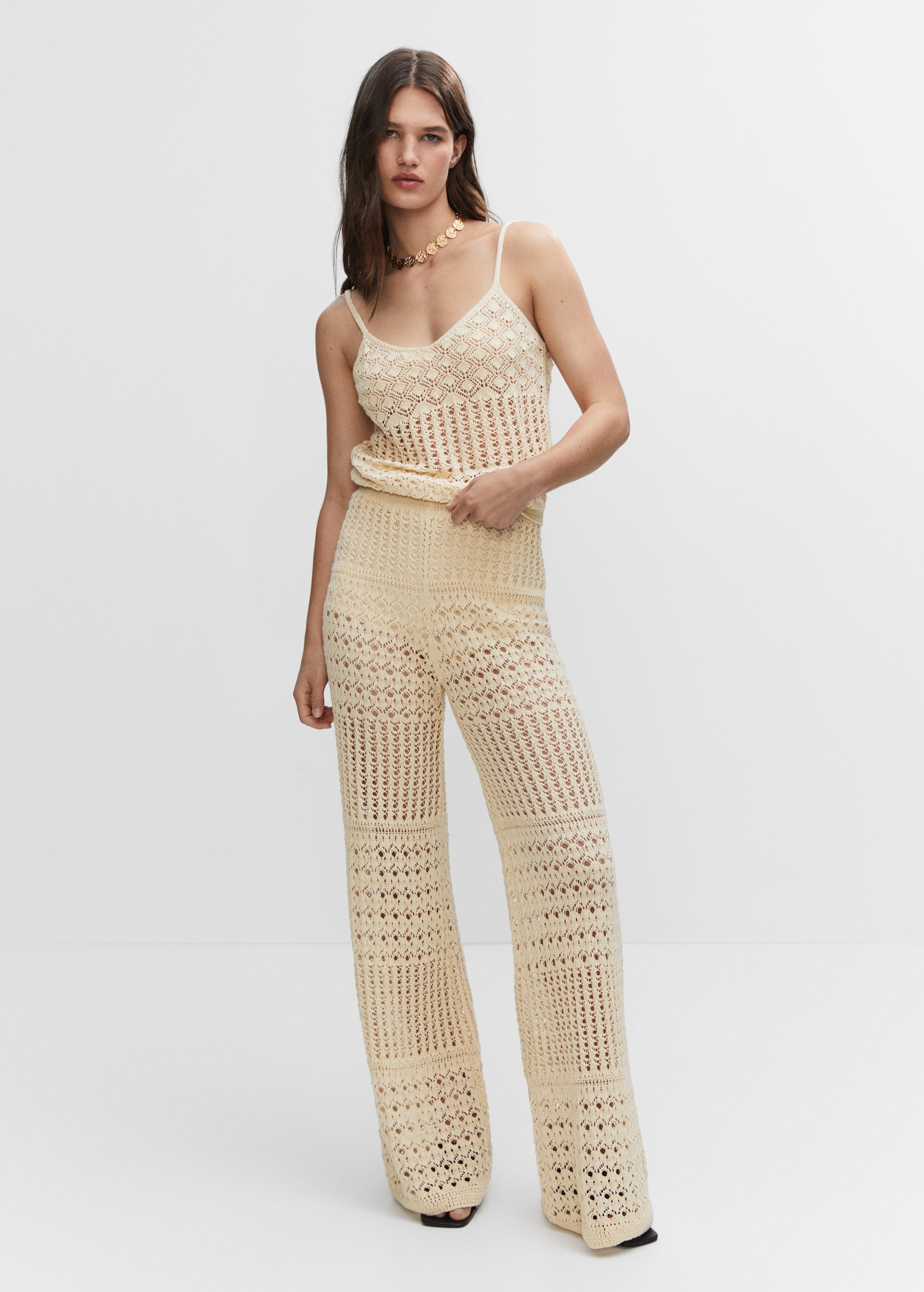 Openwork knitted palazzo pants - General plane