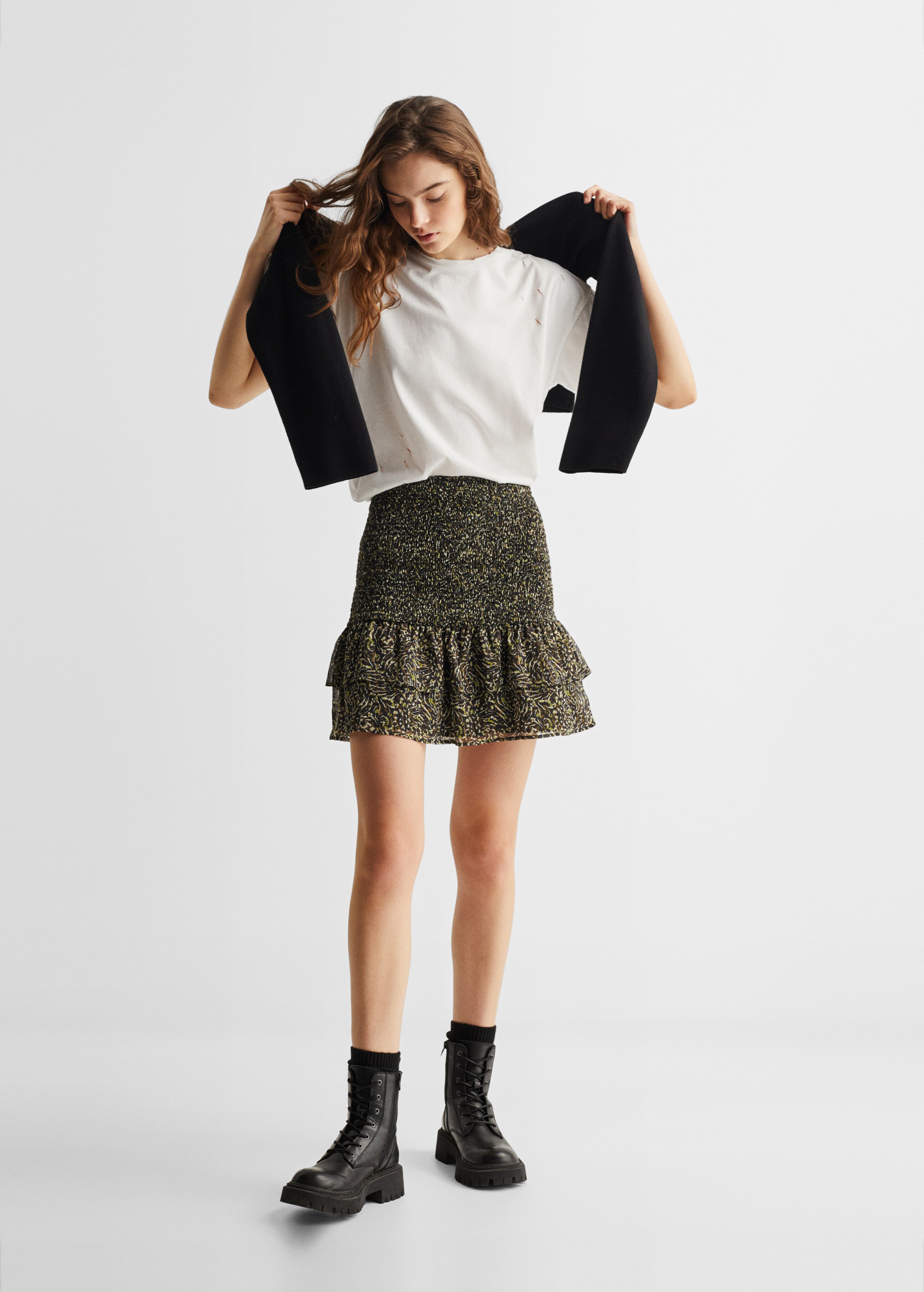 Printed skirt with ruffles - General plane