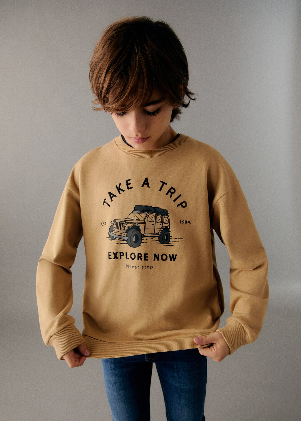 Mintás pamut sweatshirt - Általános sík