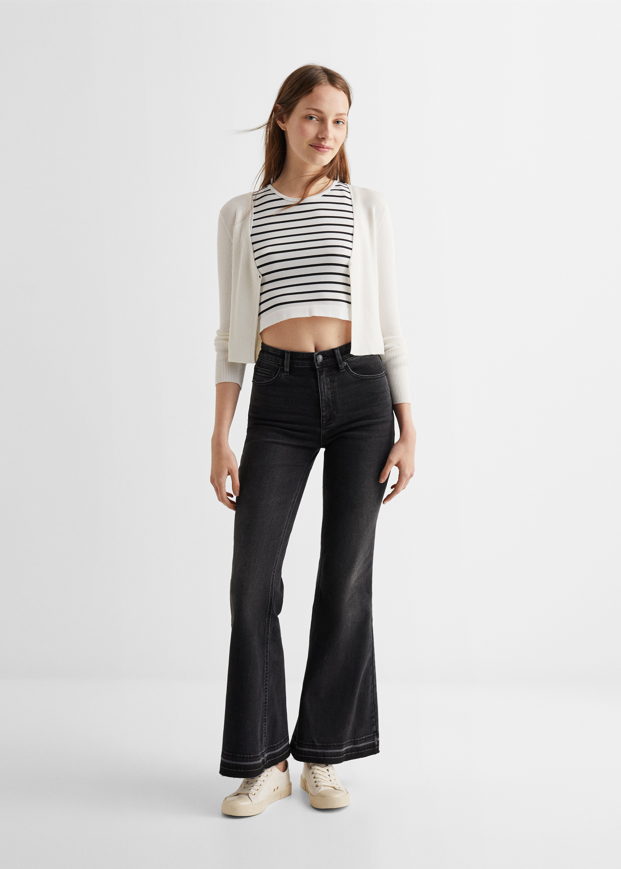 Frayed finish flare jeans - General plane