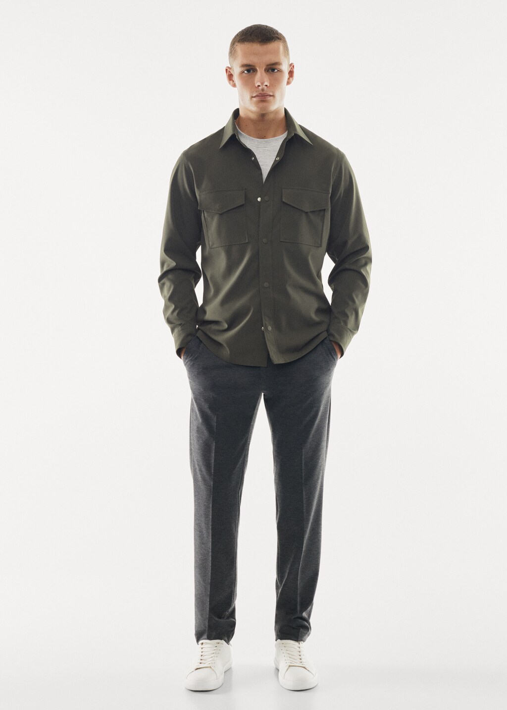 100% breathable cotton technical overshirt  - General plane