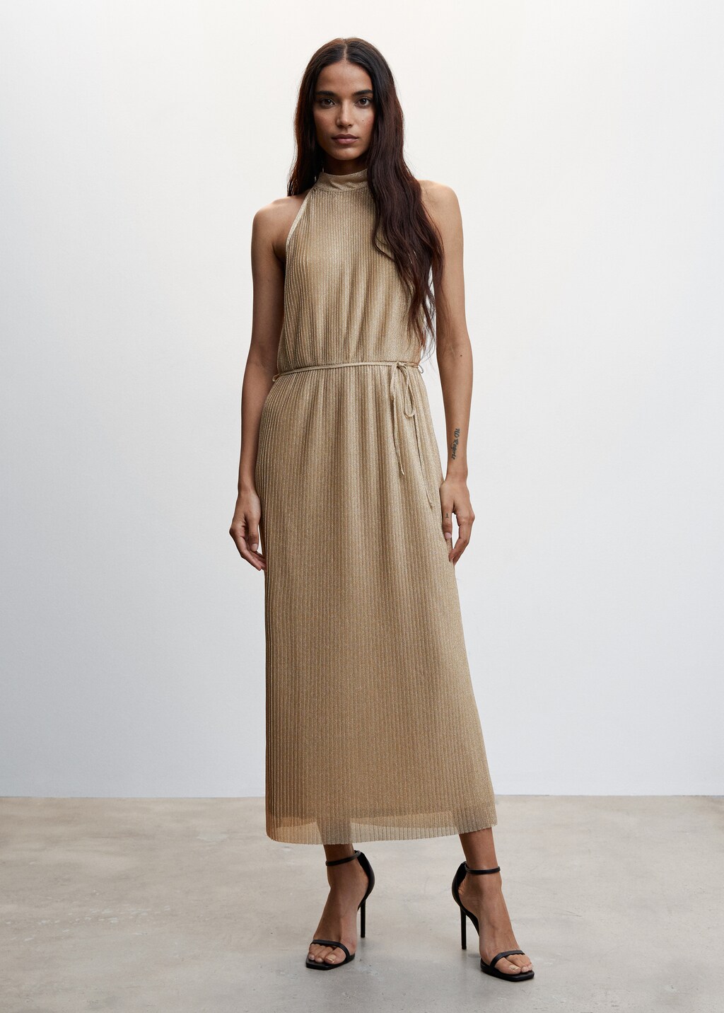 Lurex halter-neck dress - General plane