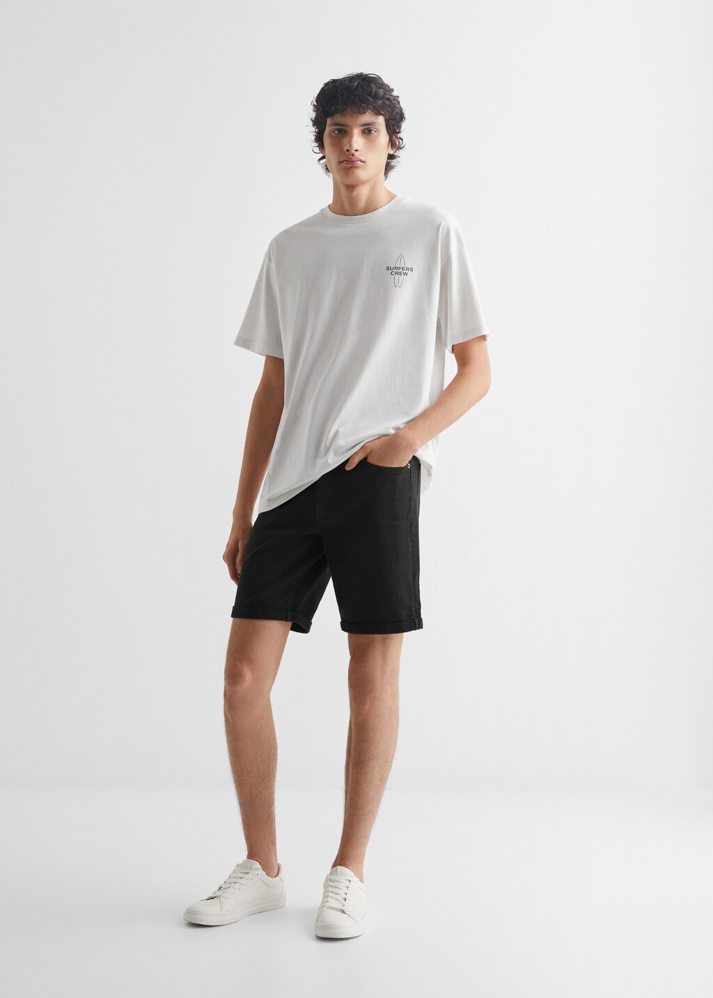 Cotton denim shorts - General plane