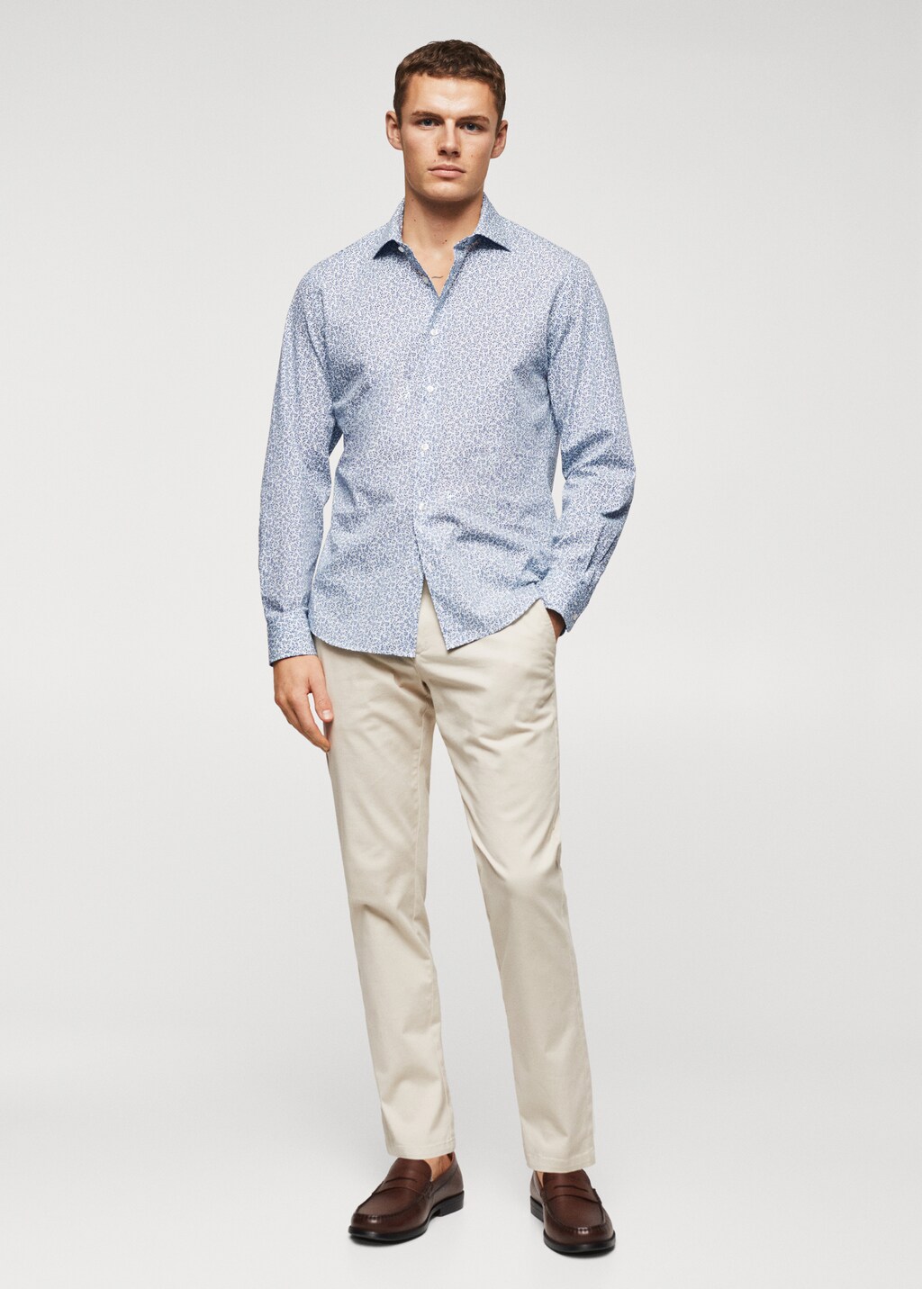 Slim-fit printed cotton shirt - General plane