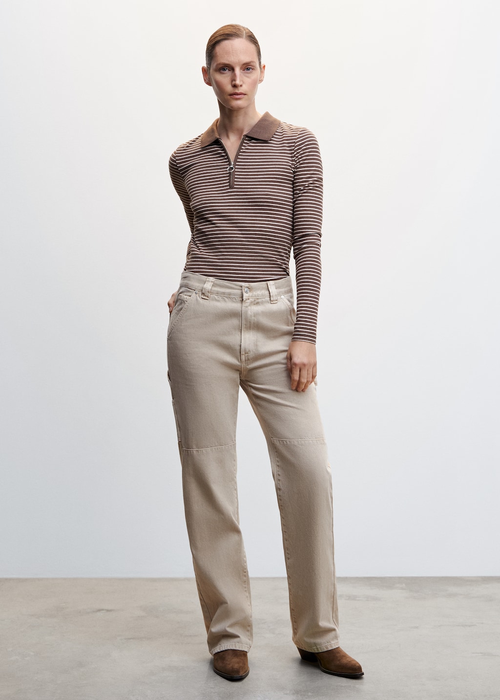 Ribbed polo-style sweater - General plane