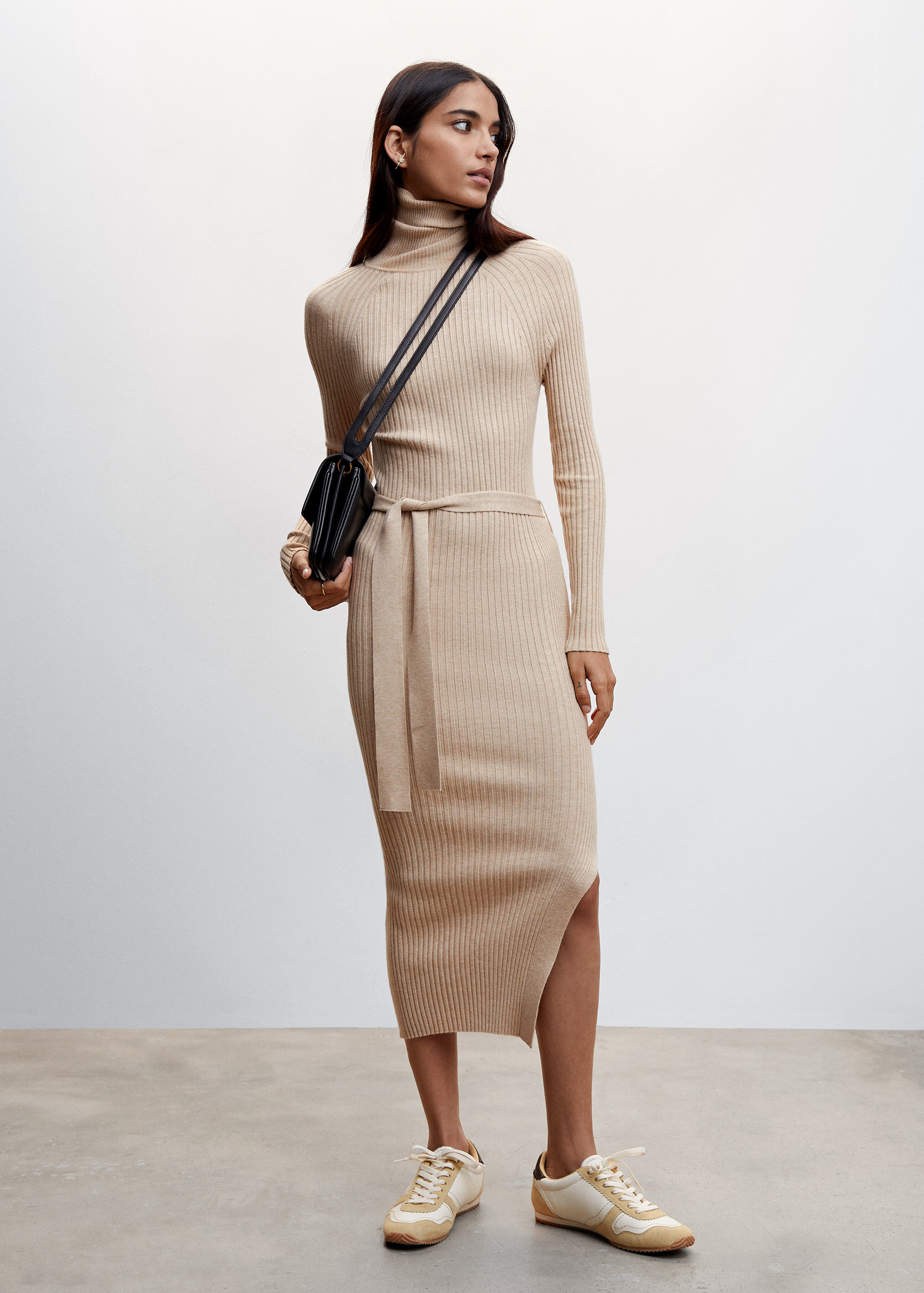 Ribbed dress with knot detail - General plane