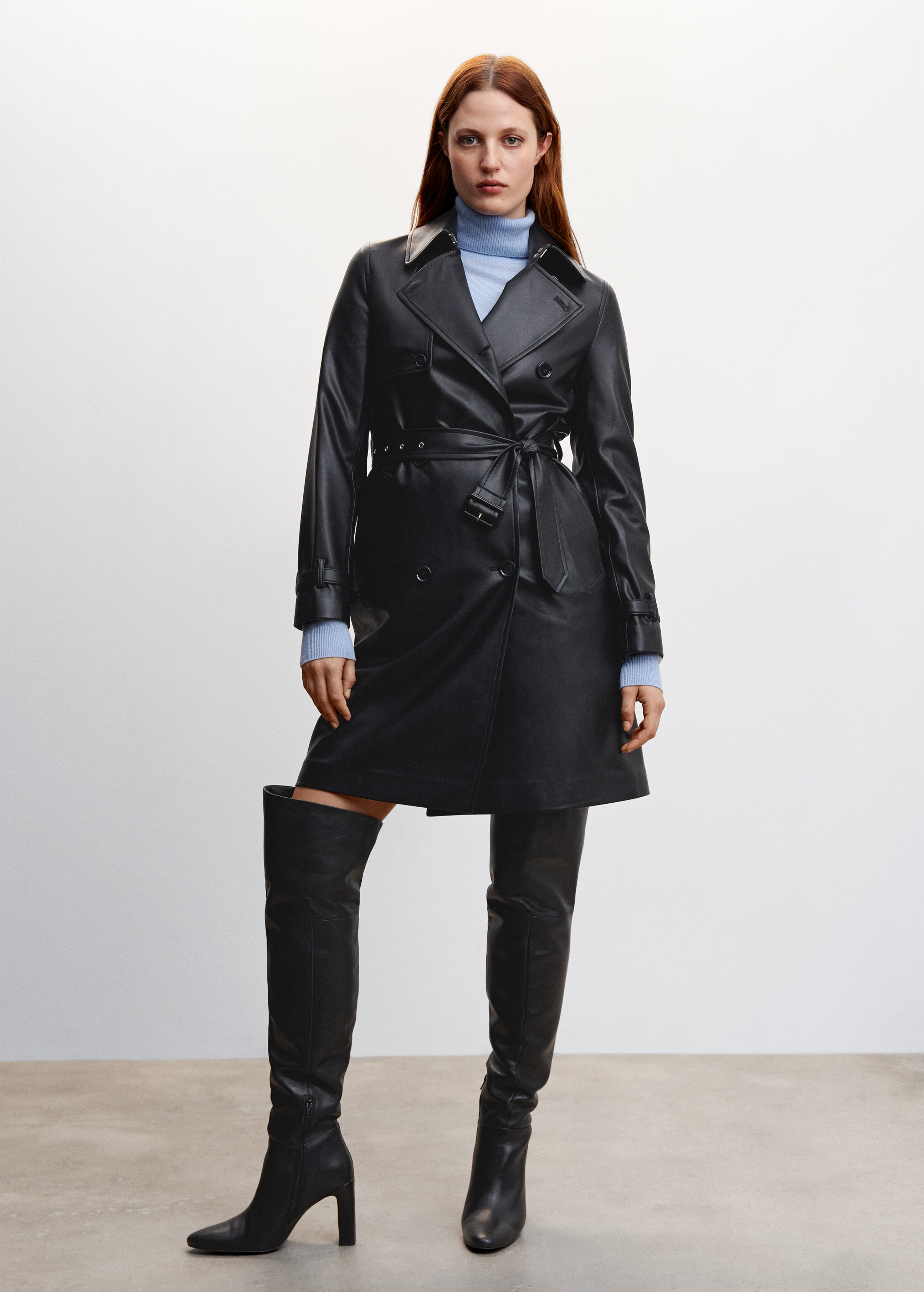 Leather-effect trench coat - General plane