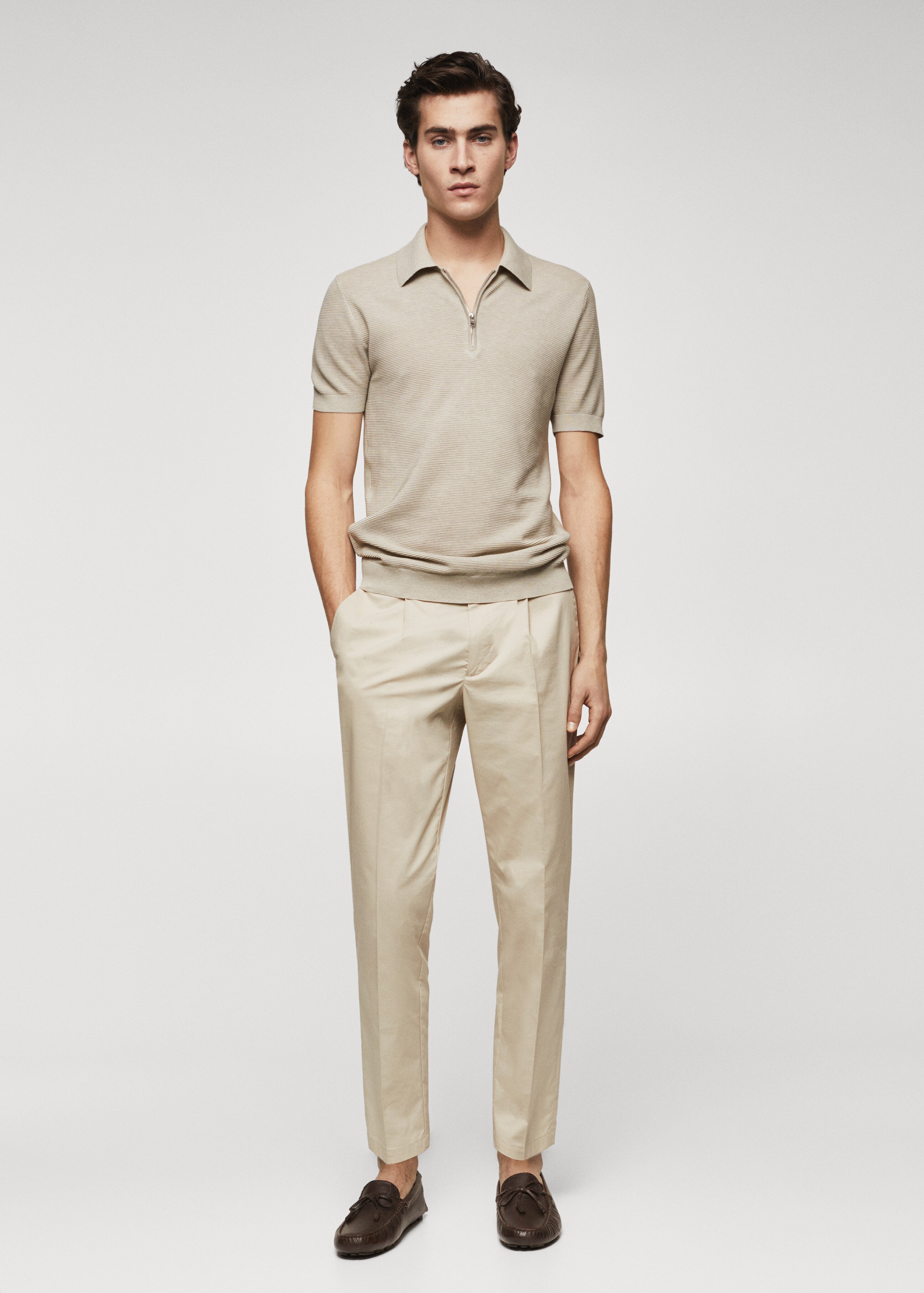 Structured fine-knit polo shirt - General plane