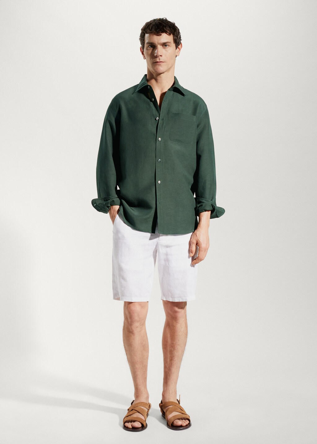 Regular-fit linen lyocell shirt - General plane