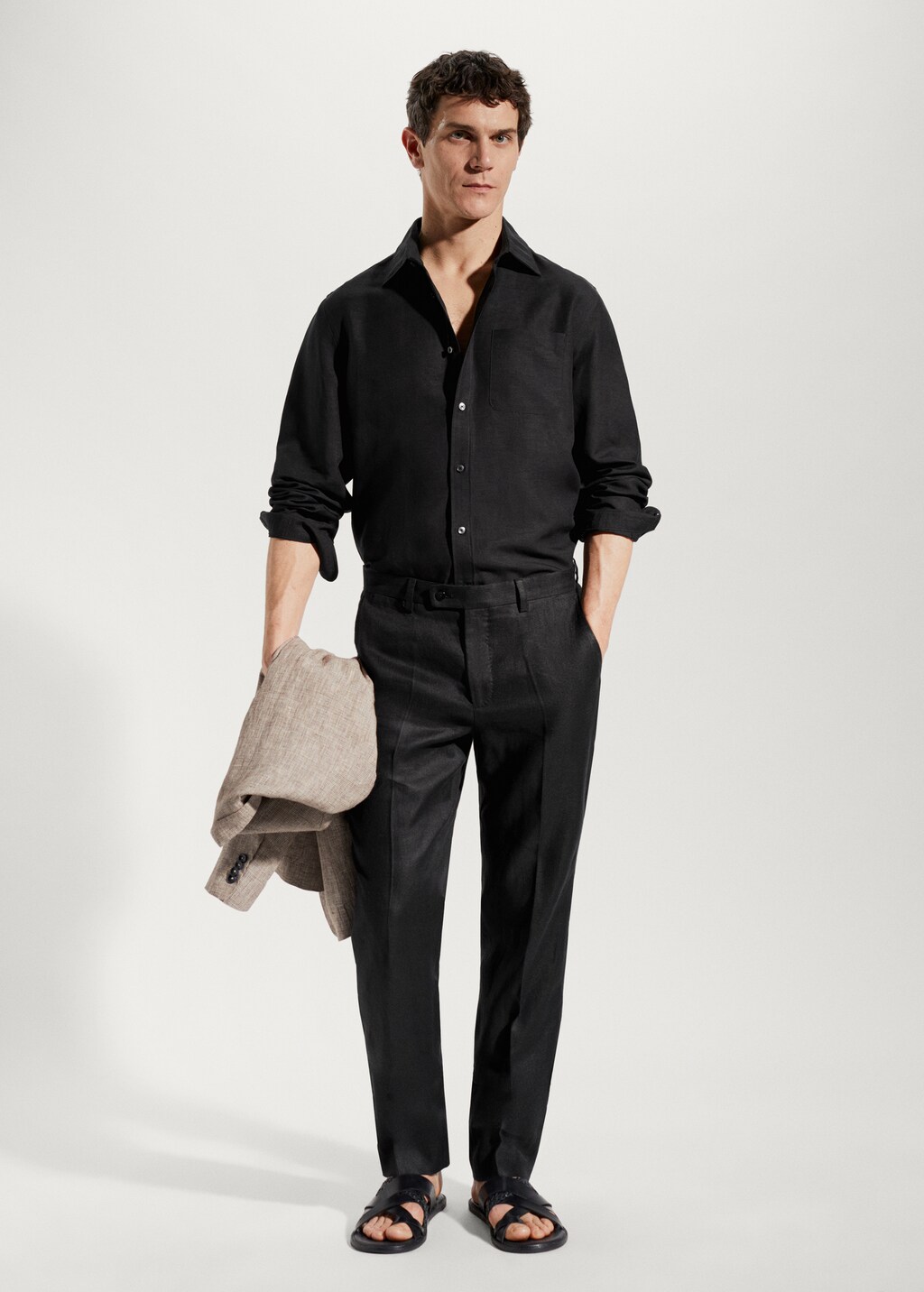 Regular-fit linen lyocell shirt - General plane