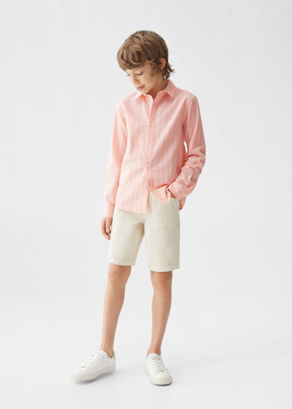 Striped cotton linen shirt - General plane