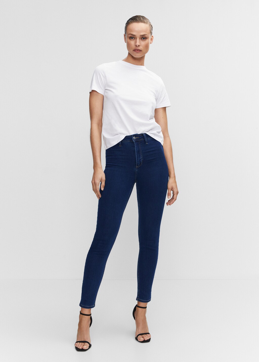 High-waist cotton-blend jeggings - General plane