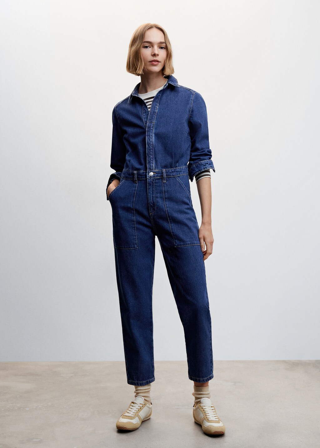 Lange denim jumpsuit - Overzichtstekening