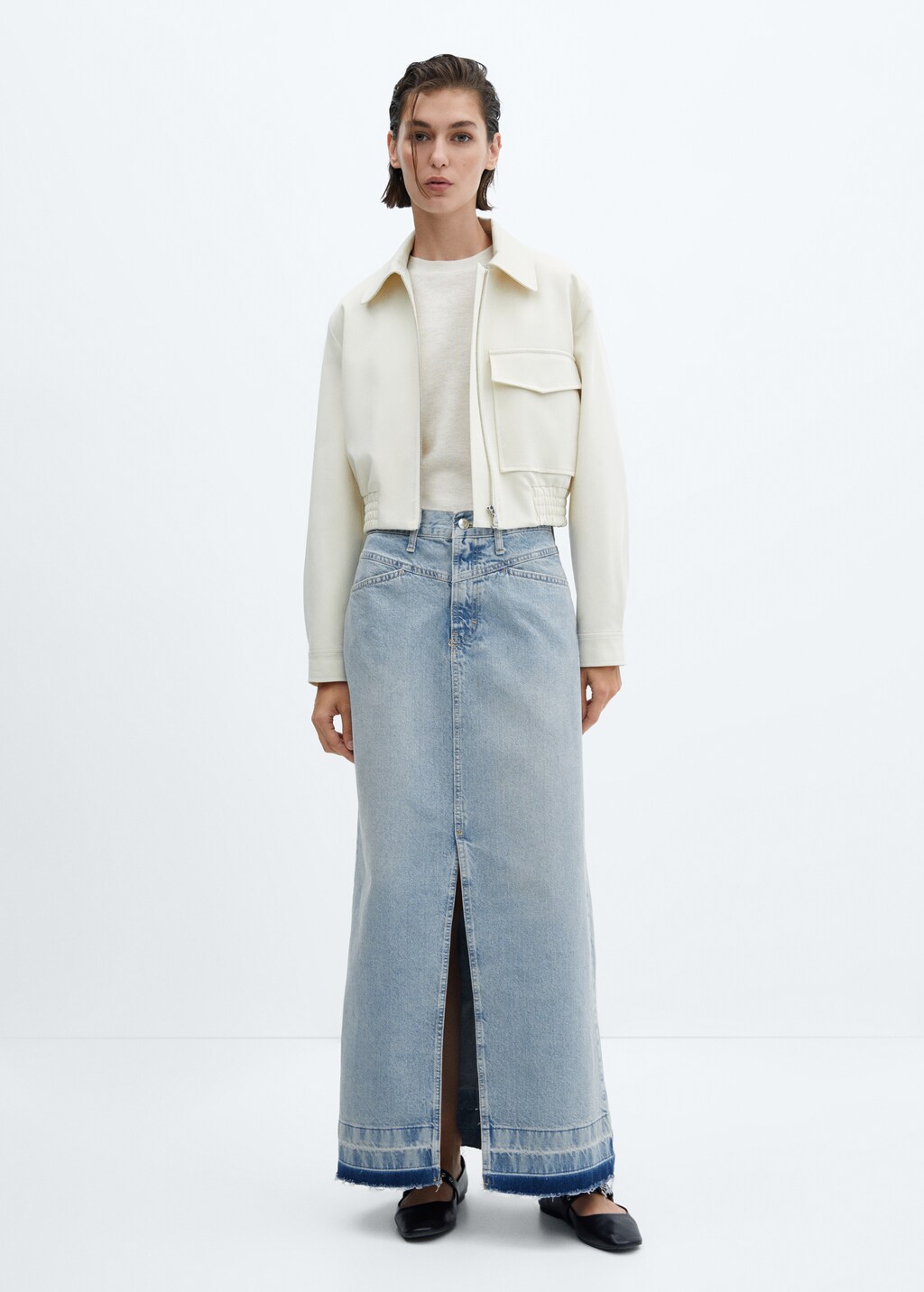 Long denim skirt - General plane