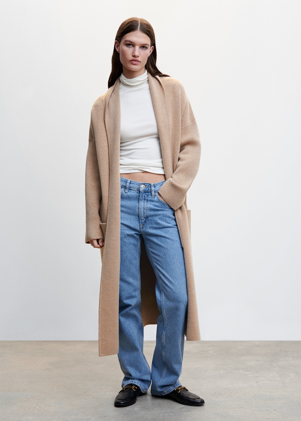 Oversized knitted coat with pockets - General plane