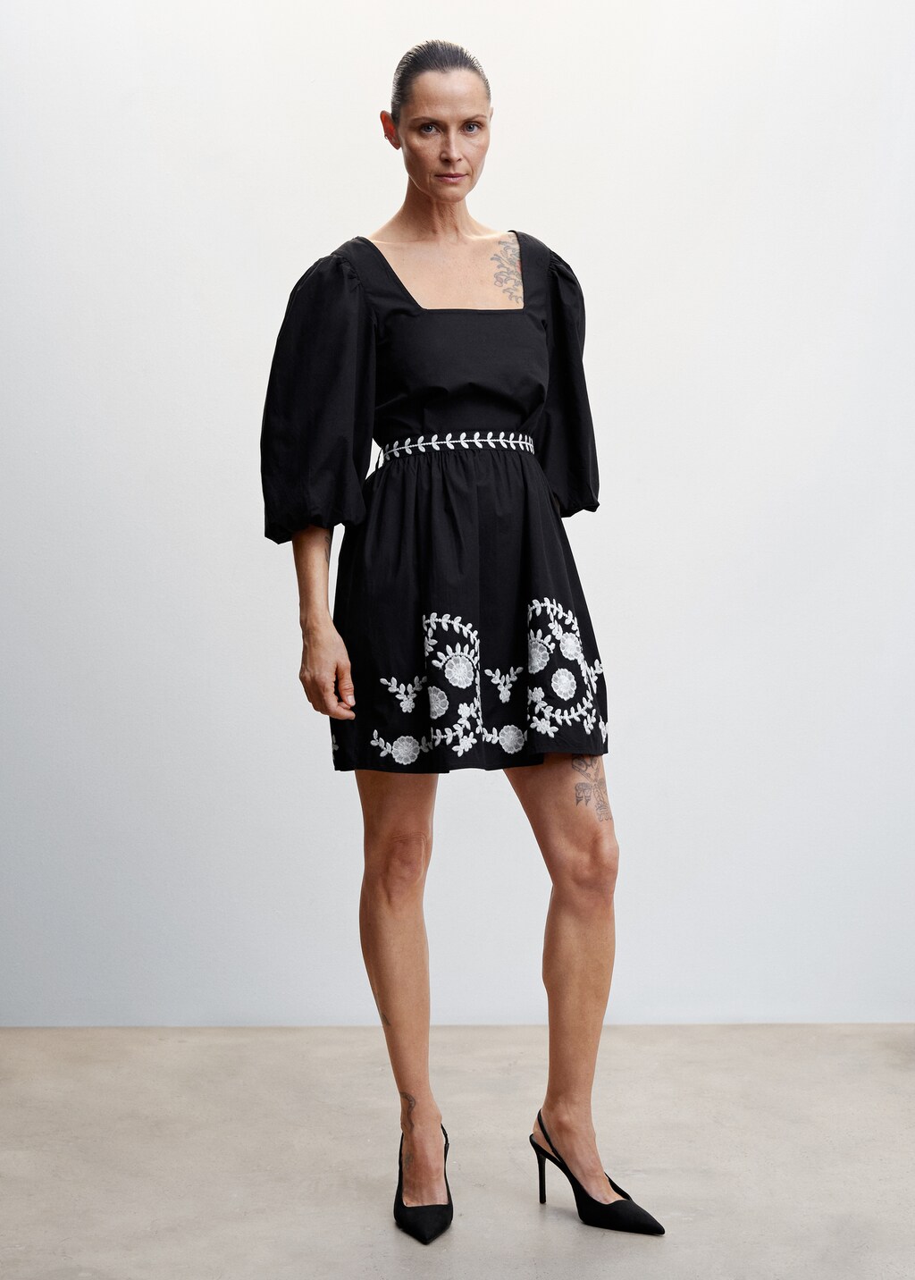 Embroidered short dress - Woman | MANGO OUTLET USA