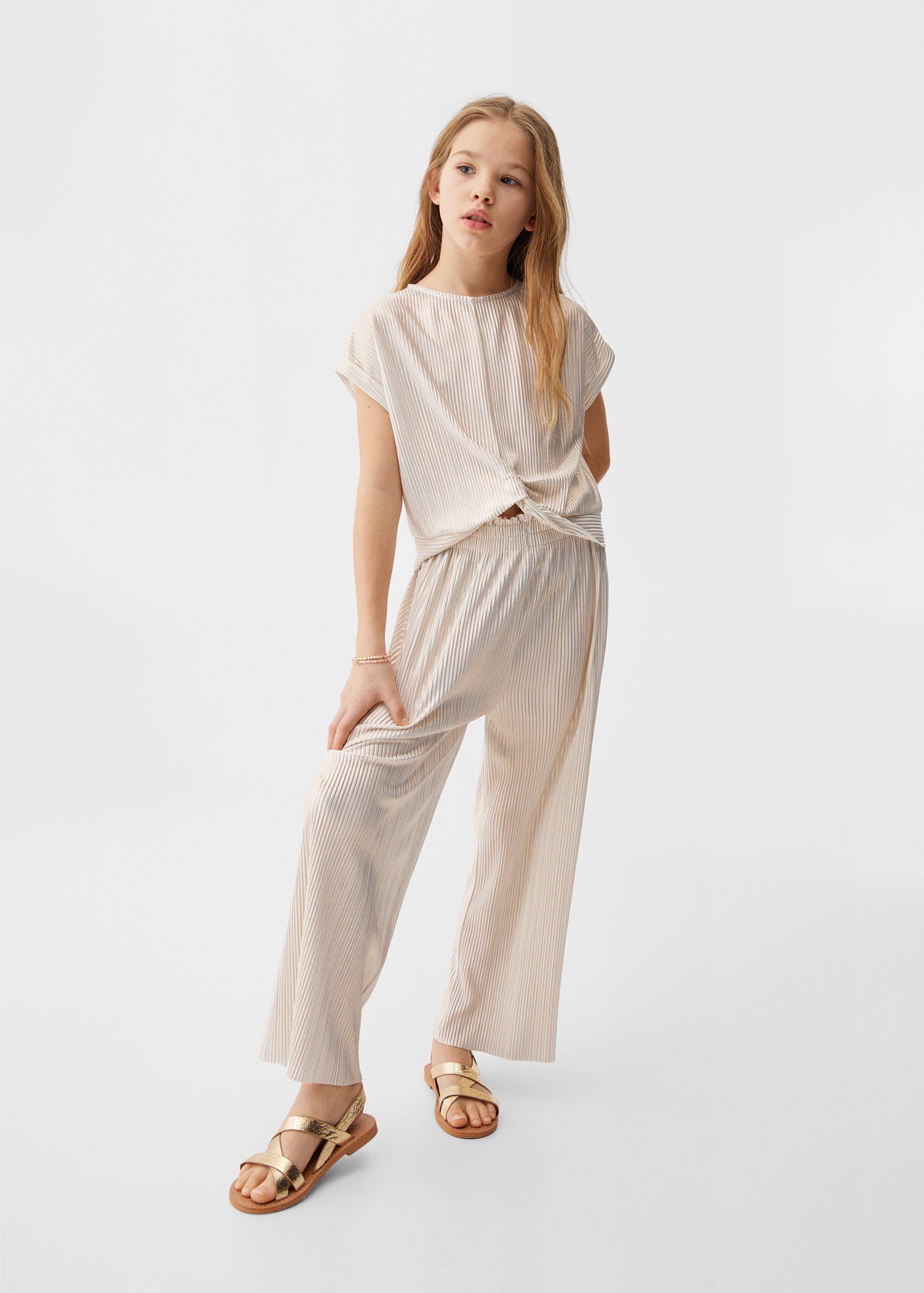 Pleated lurex trousers - General plane