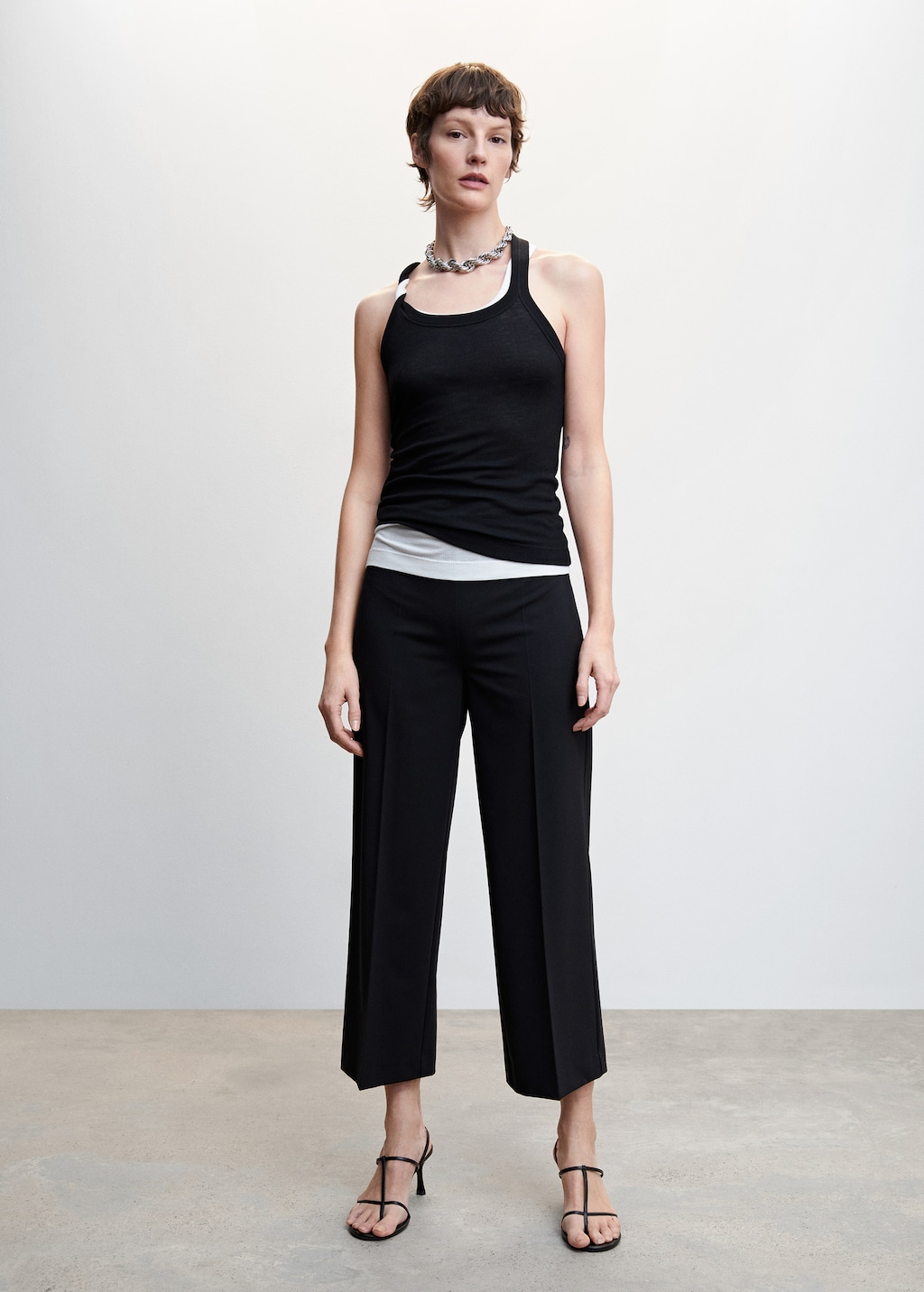 Pantalon style jupe-culotte droit - Plan général