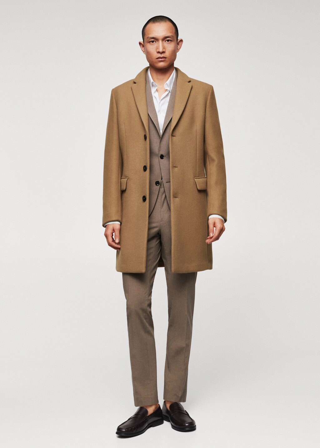 Long recycled wool coat - General plane