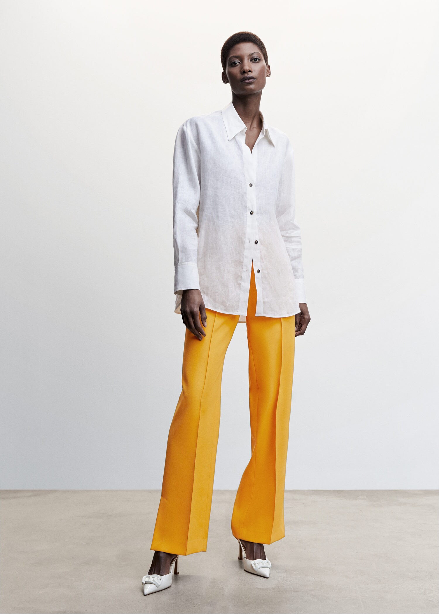 Pantalon de vestir color beige para mujer, elástico, estilo formal