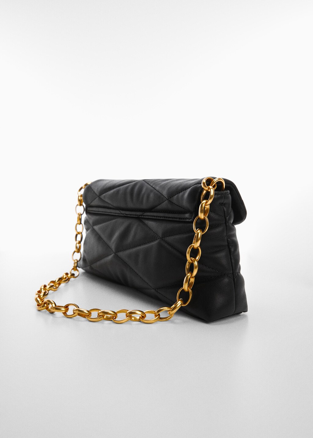 Black quilted handbag with shops chain