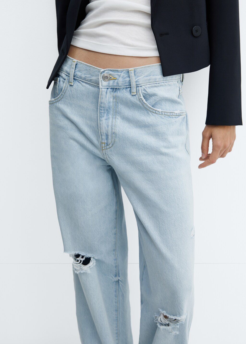 Wideleg jeans met decoratieve scheuren - Detail van het artikel 6