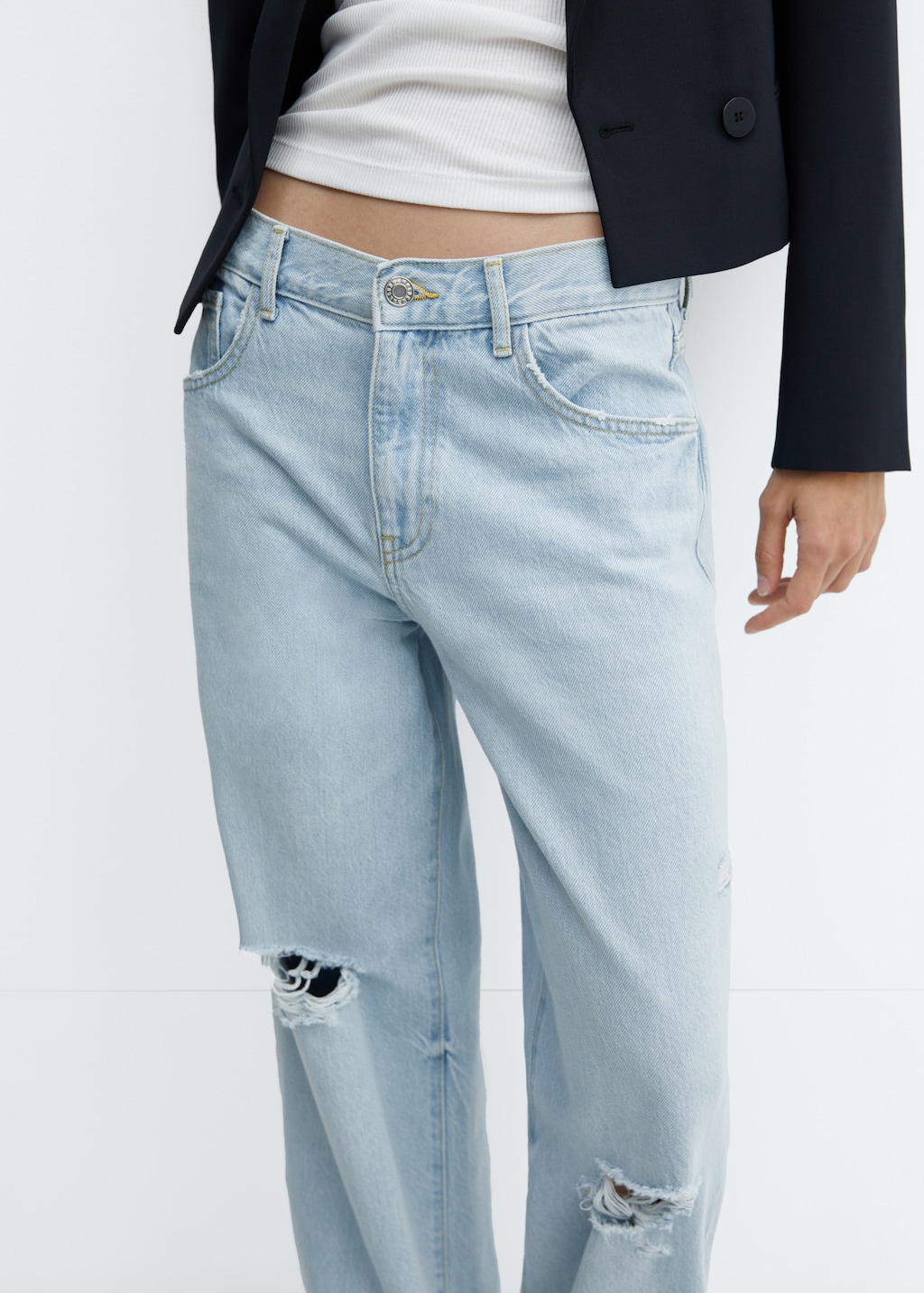 Decorative ripped wideleg jeans - Details of the article 6