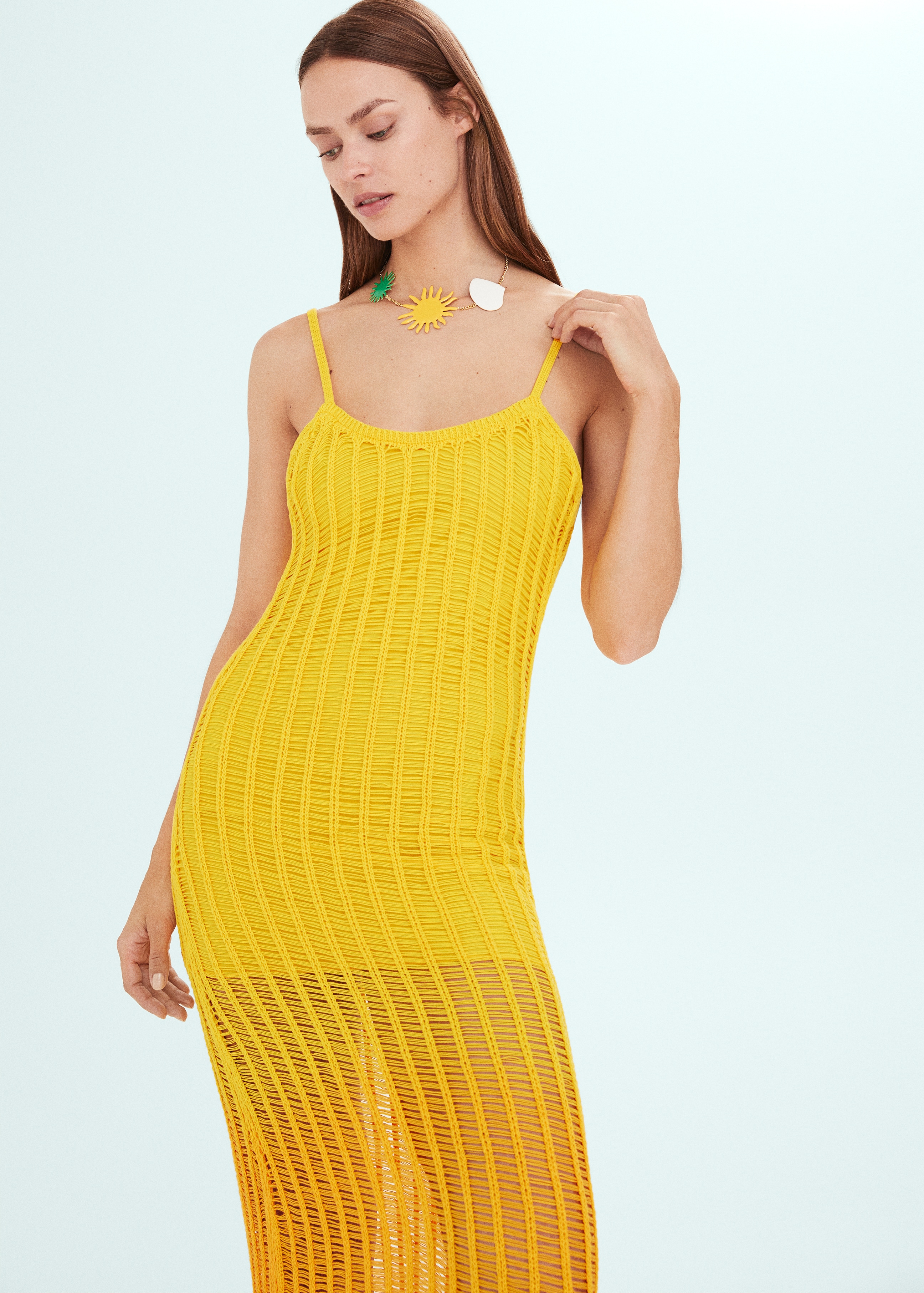 Knitted dress with openwork panels - Medium plane