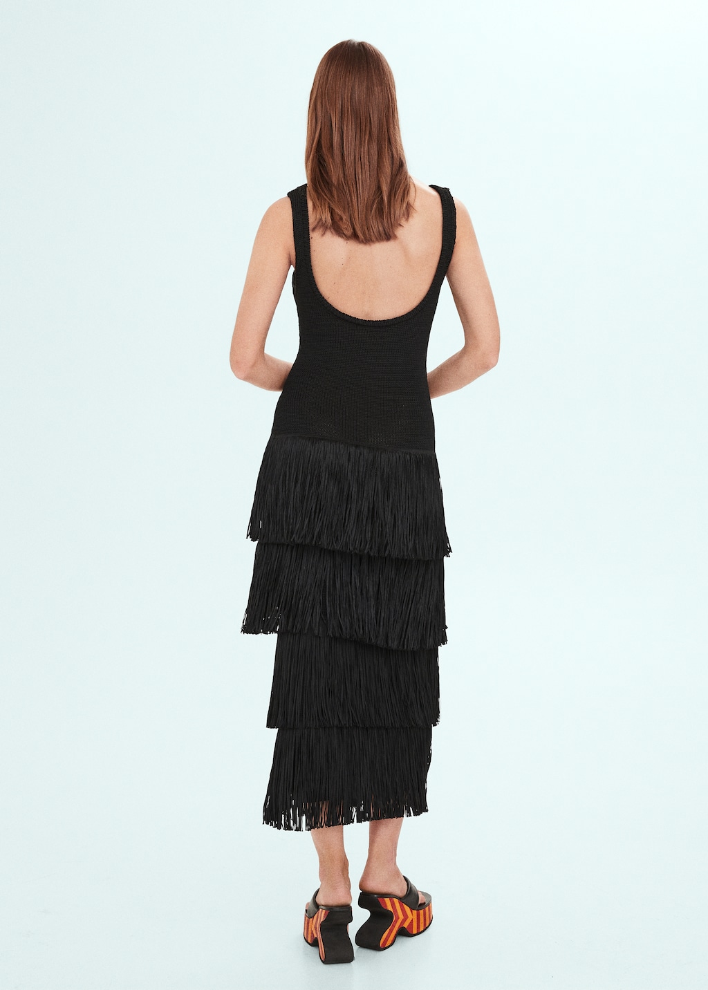 Knitted dress with fringe design - Reverse of the article